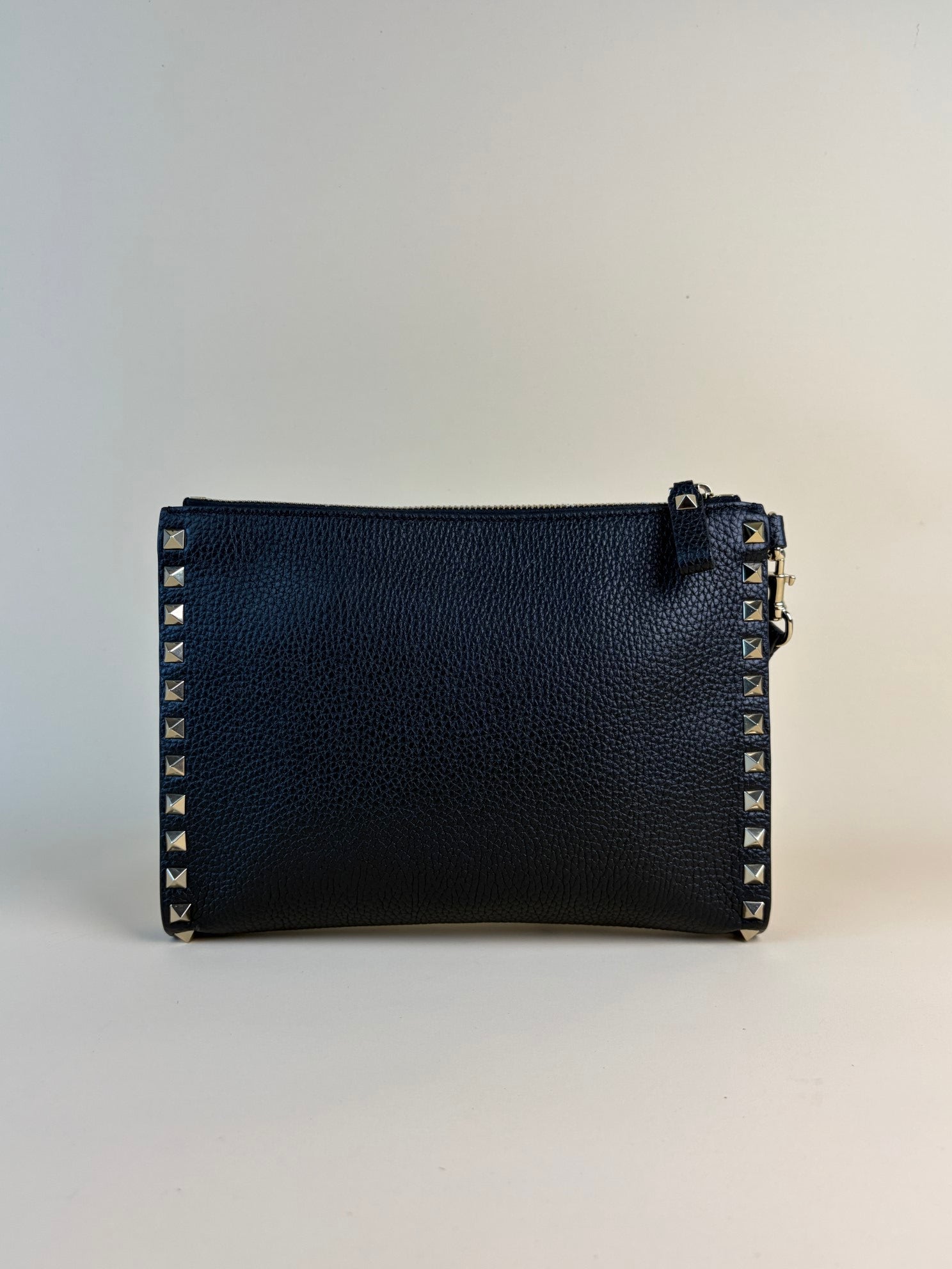 Valentino Black Rockstud Zipped Clutch