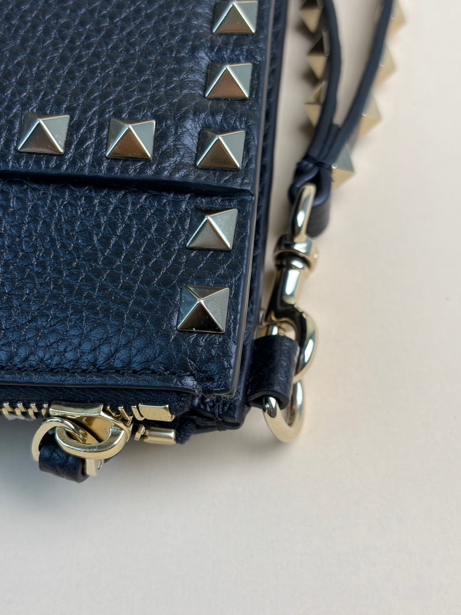 Valentino Black Rockstud Zipped Clutch