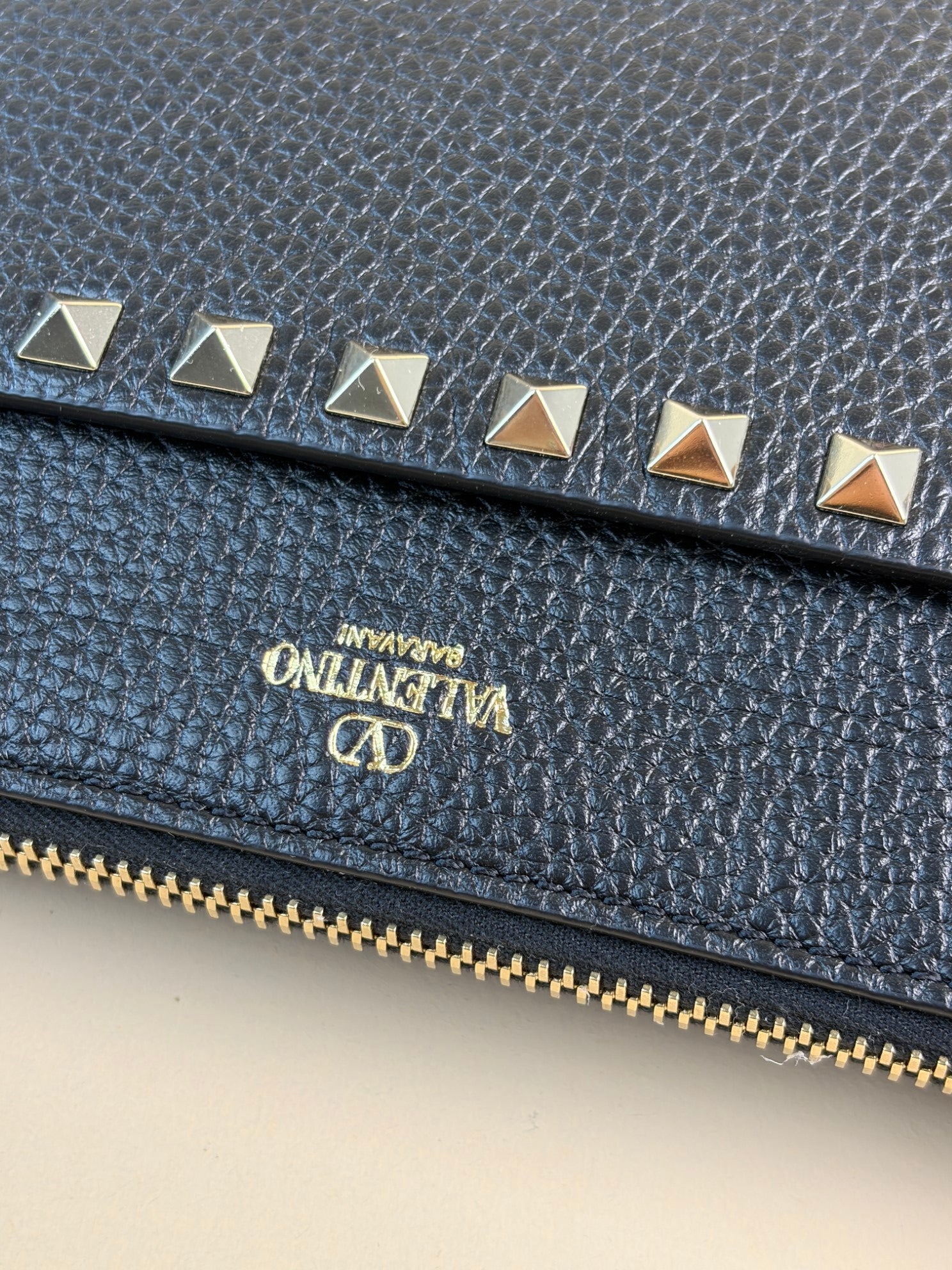 Valentino Black Rockstud Zipped Clutch