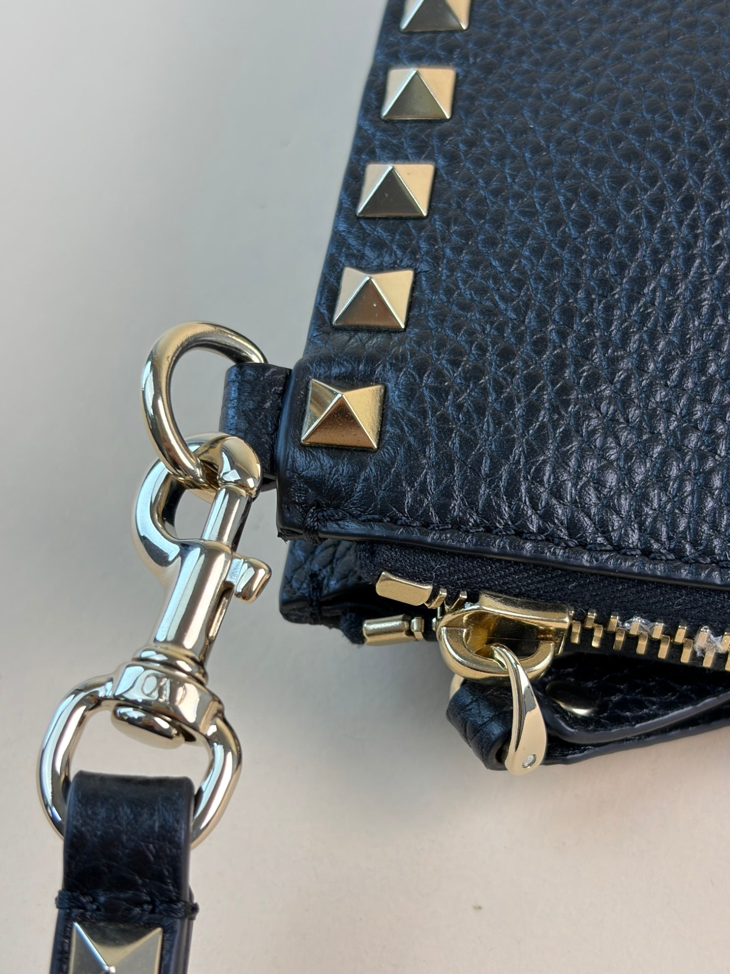 Valentino Black Rockstud Zipped Clutch