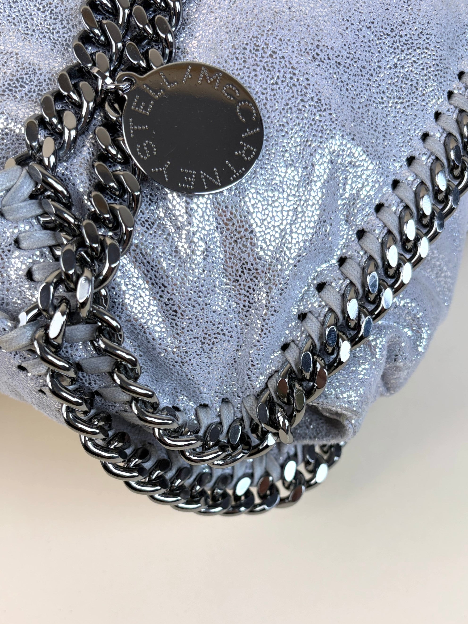 Stella McCartney silver metallic Falabella 2chains large tote bag
