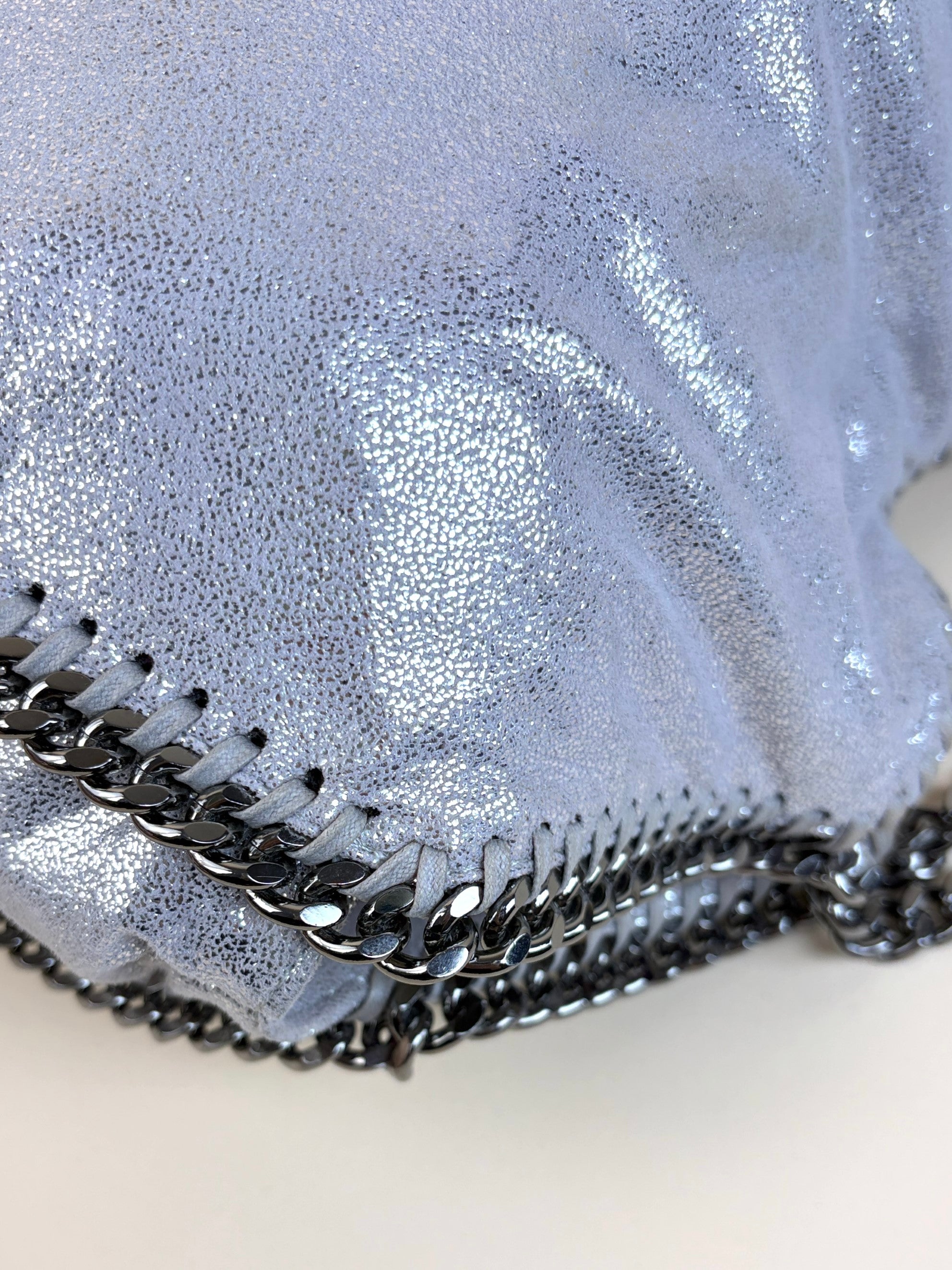 Stella McCartney silver metallic Falabella 2chains large tote bag