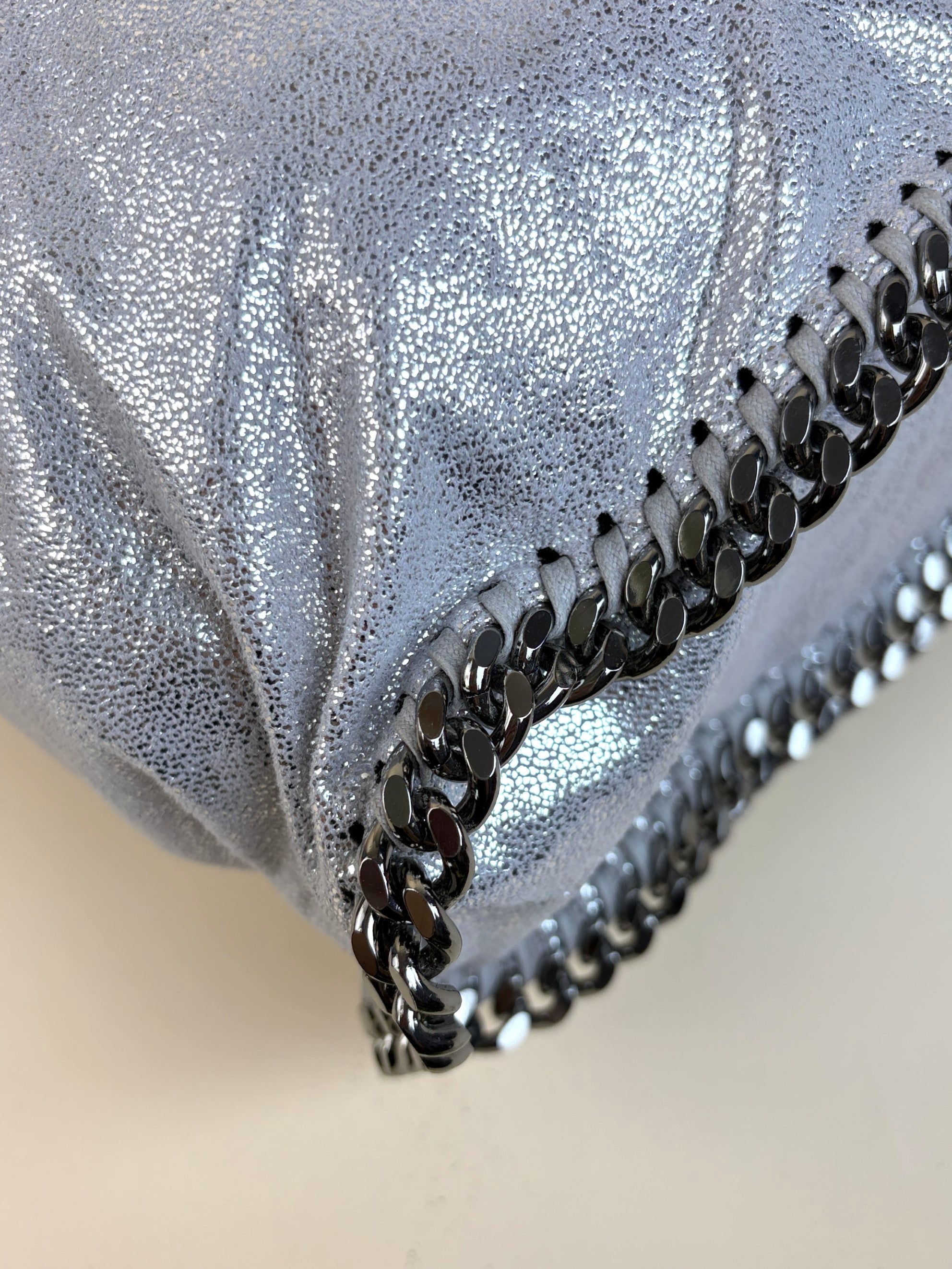 Stella McCartney silver metallic Falabella 2chains large tote bag