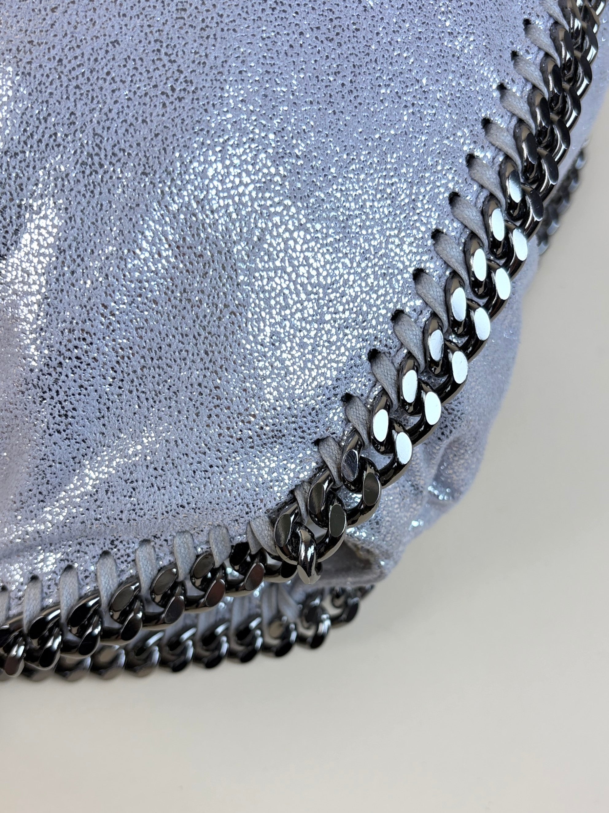 Stella McCartney silver metallic Falabella 2chains large tote bag