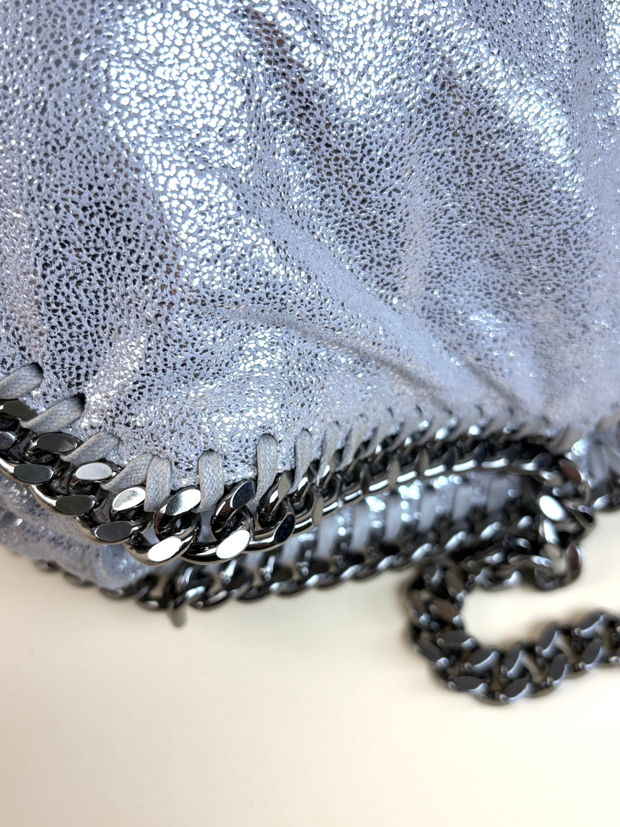 Stella McCartney silver metallic Falabella 2chains large tote bag