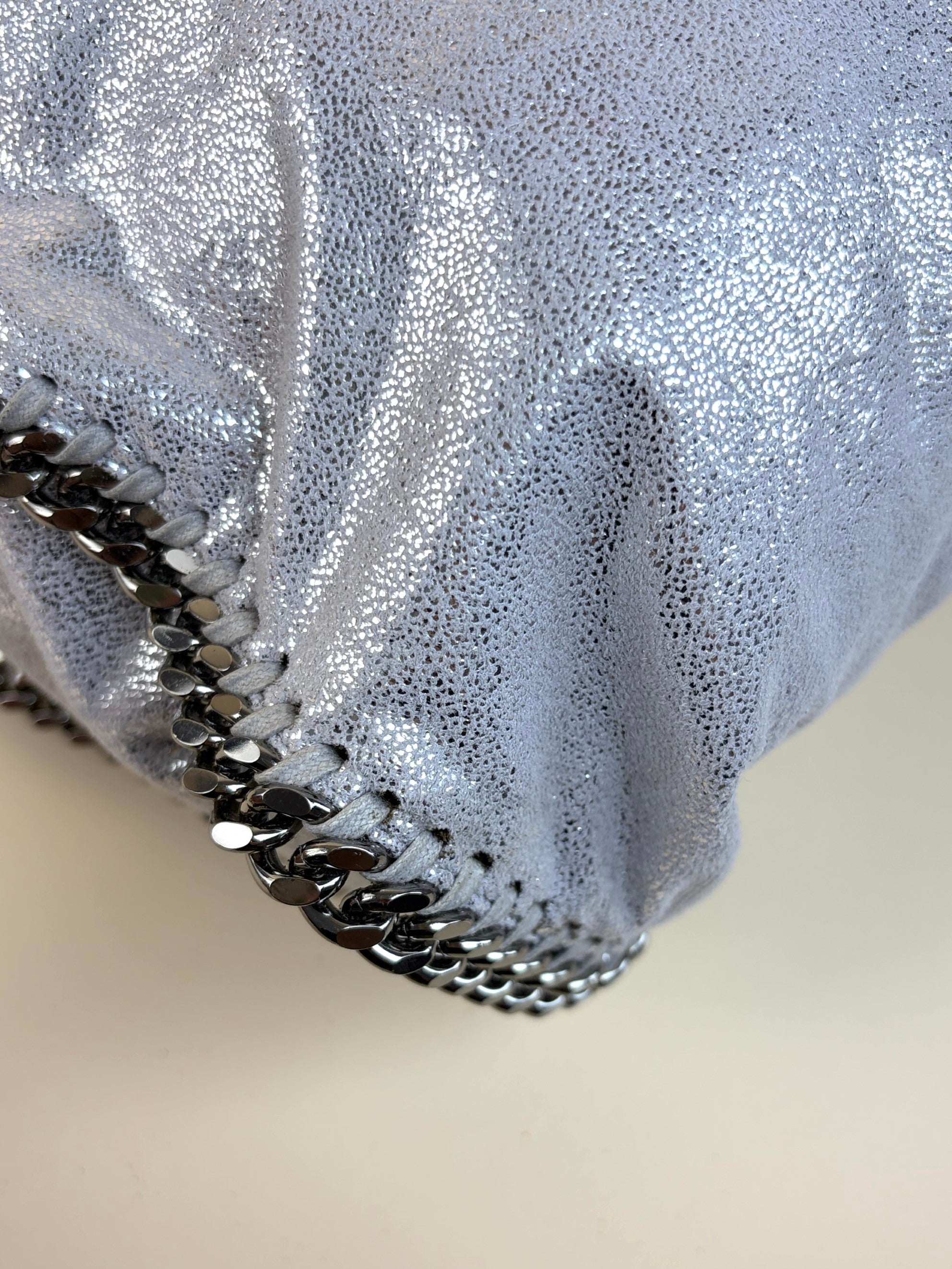 Stella McCartney silver metallic Falabella 2chains large tote bag
