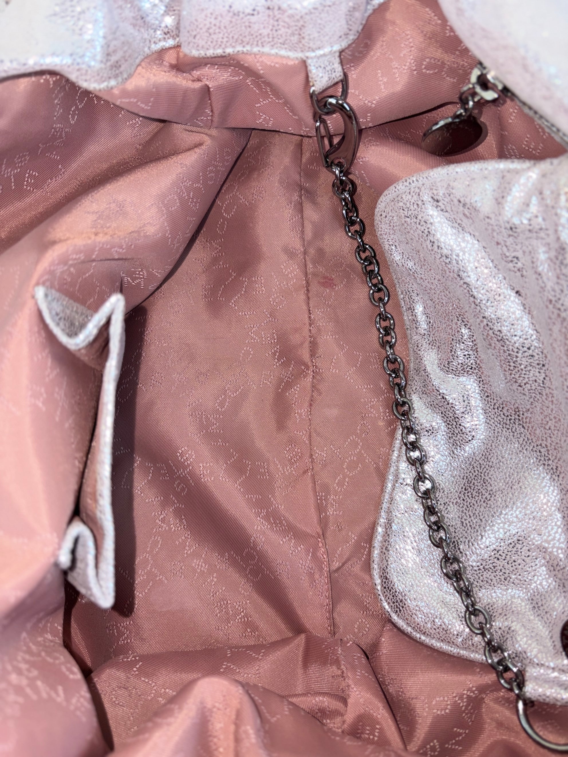 Stella McCartney silver metallic Falabella 2chains large tote bag