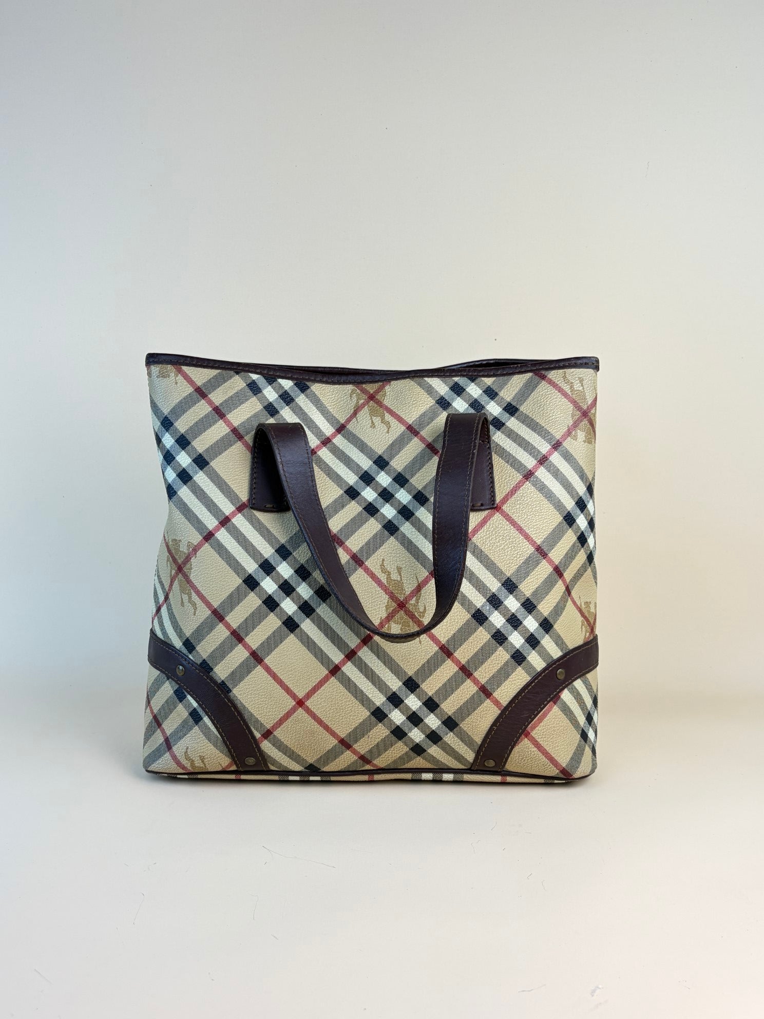 Burberry Studded Medium Haymarket Check Tote Bag
