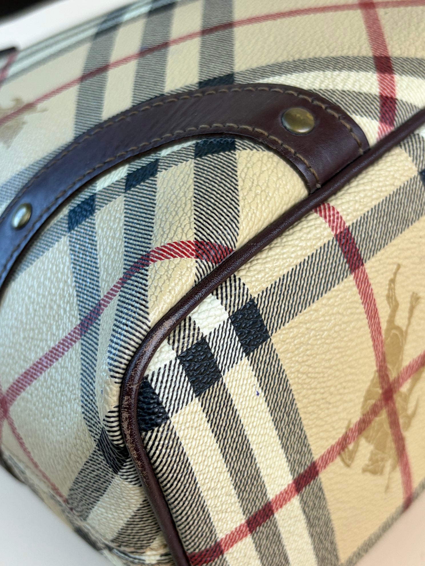 Burberry Studded Medium Haymarket Check Tote Bag