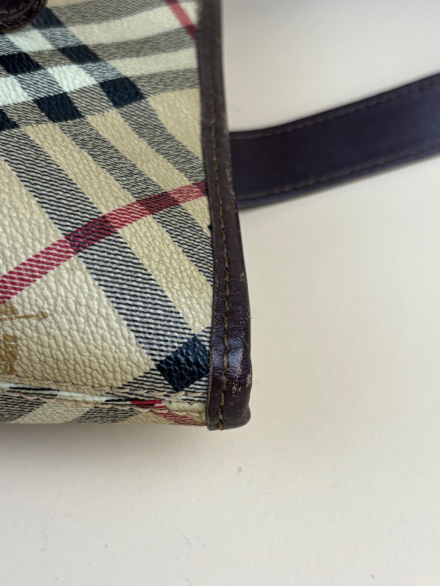 Burberry Studded Medium Haymarket Check Tote Bag