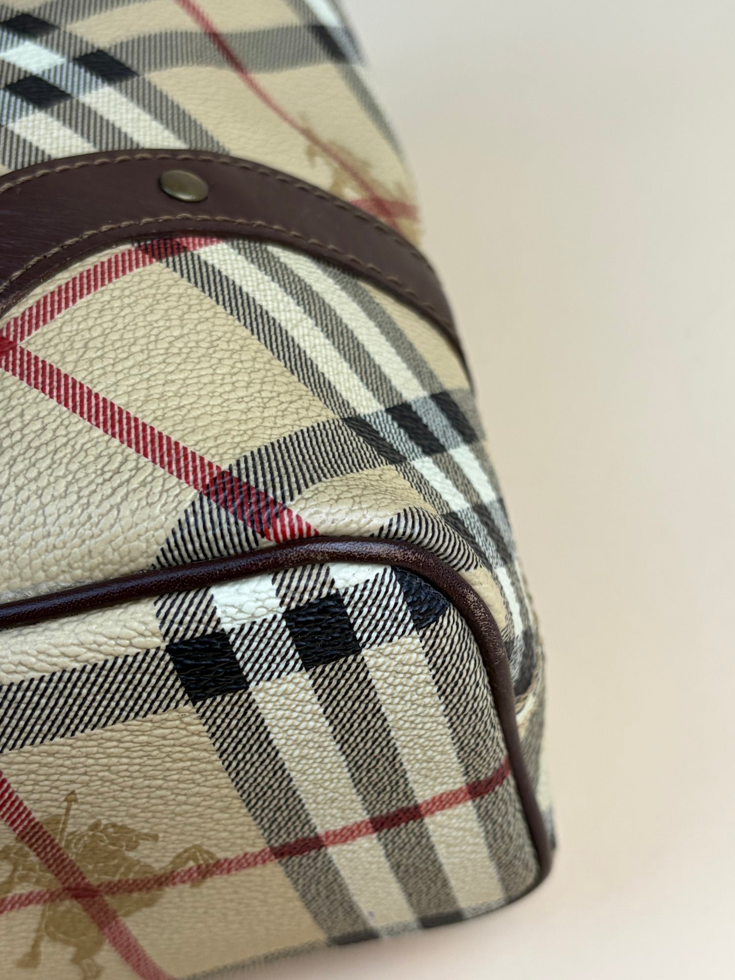 Burberry Studded Medium Haymarket Check Tote Bag