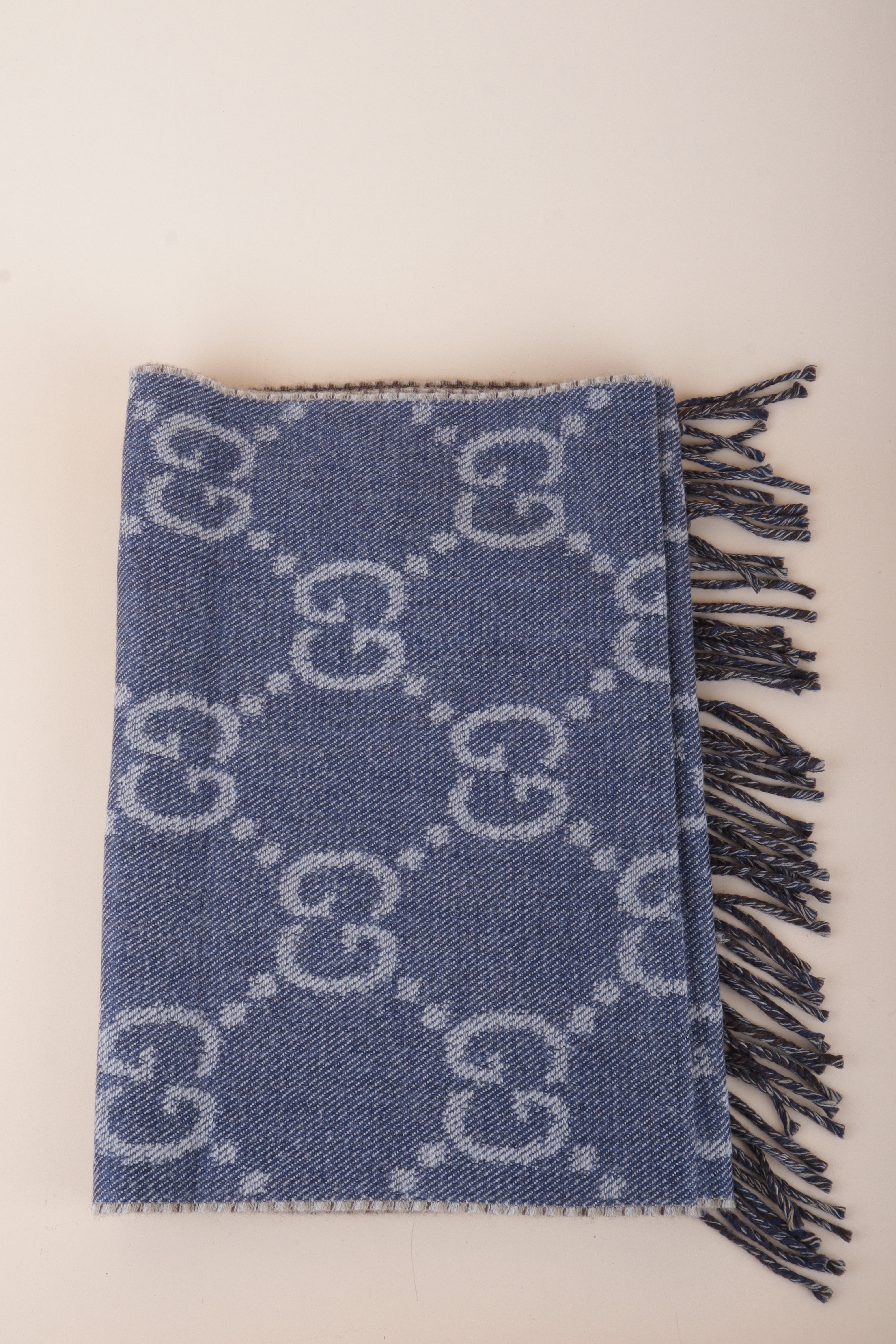 Gucci Bicolor Denim GG Wool Scarf