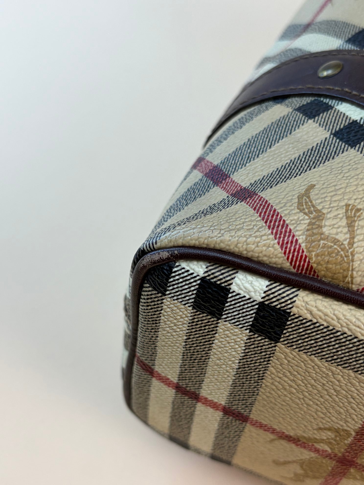 Burberry Studded Medium Haymarket Check Tote Bag