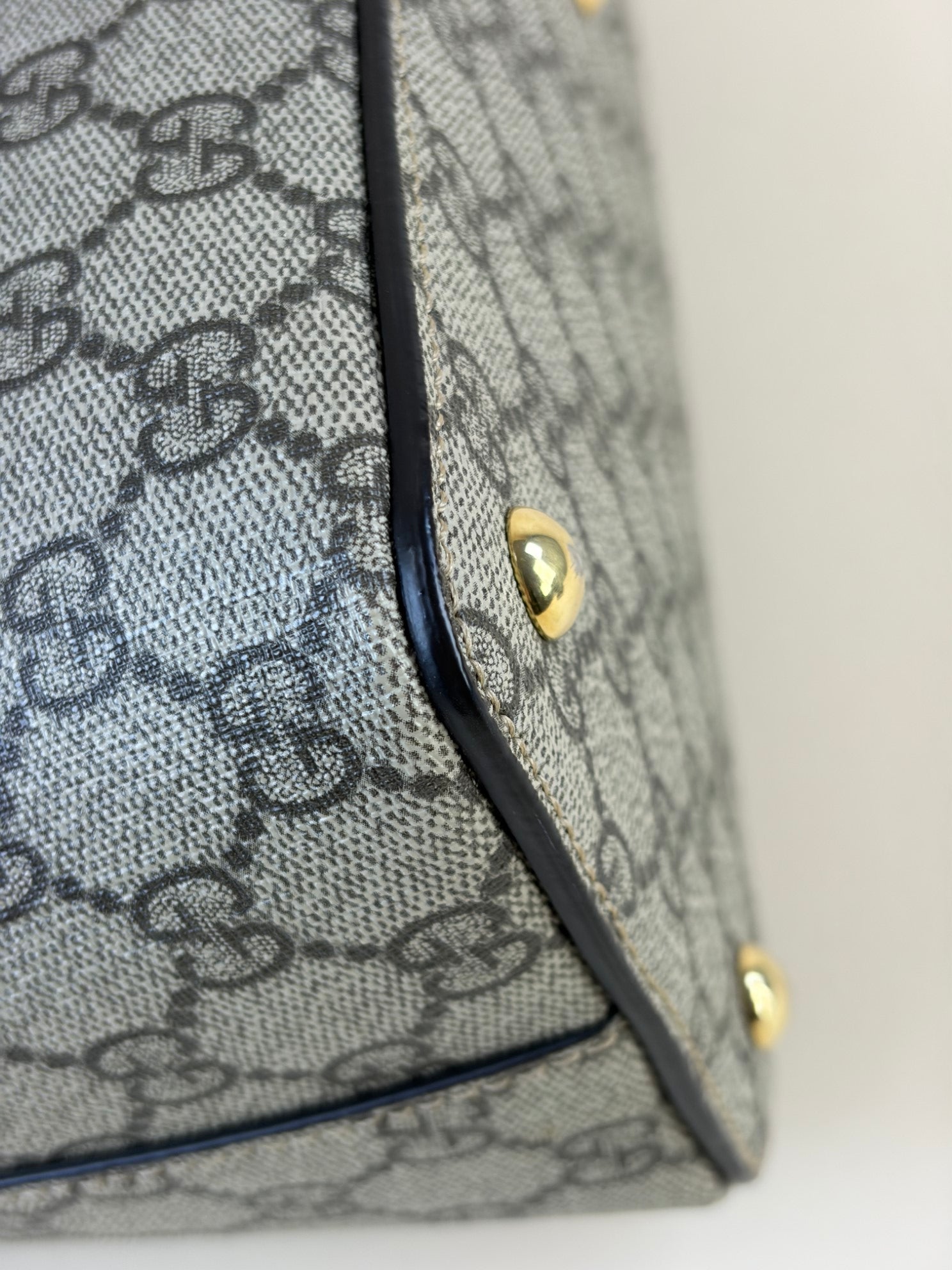 GUCCI beige /pink gg supreme coated canvas and leather small tote bag