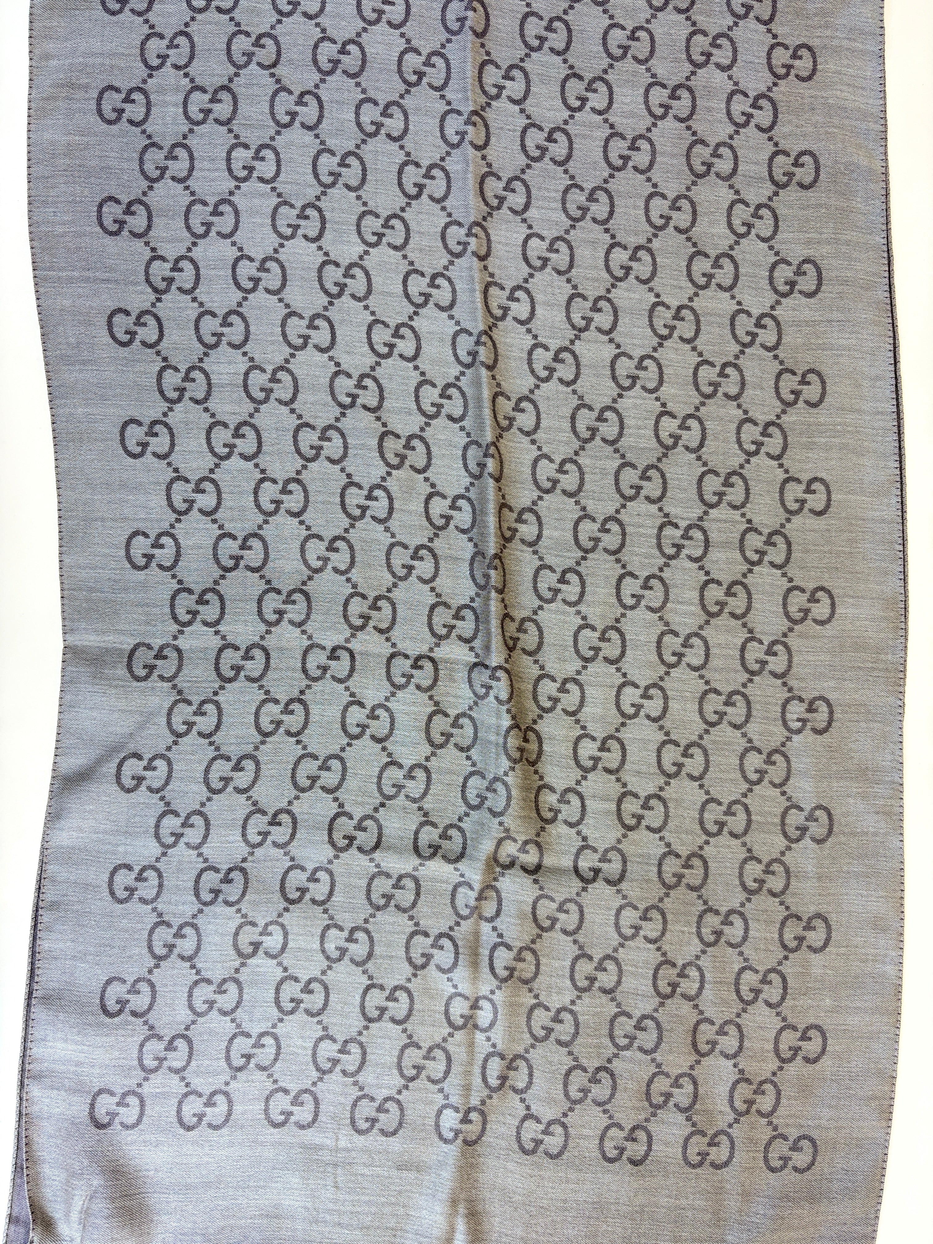 Gucci Brown GG Monogram Wool Silk Scarf