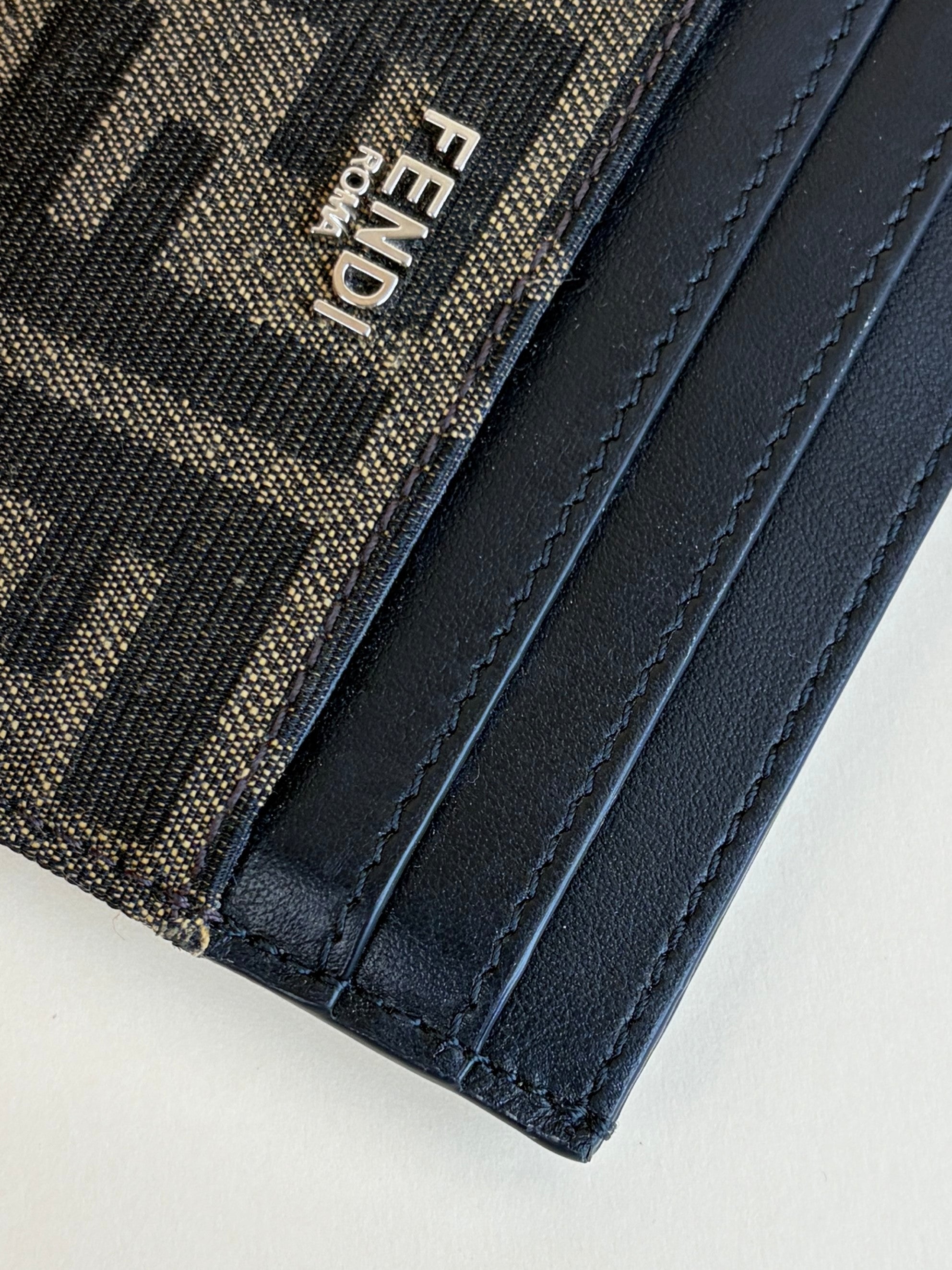 Fendi ff-jacquard leather card holder