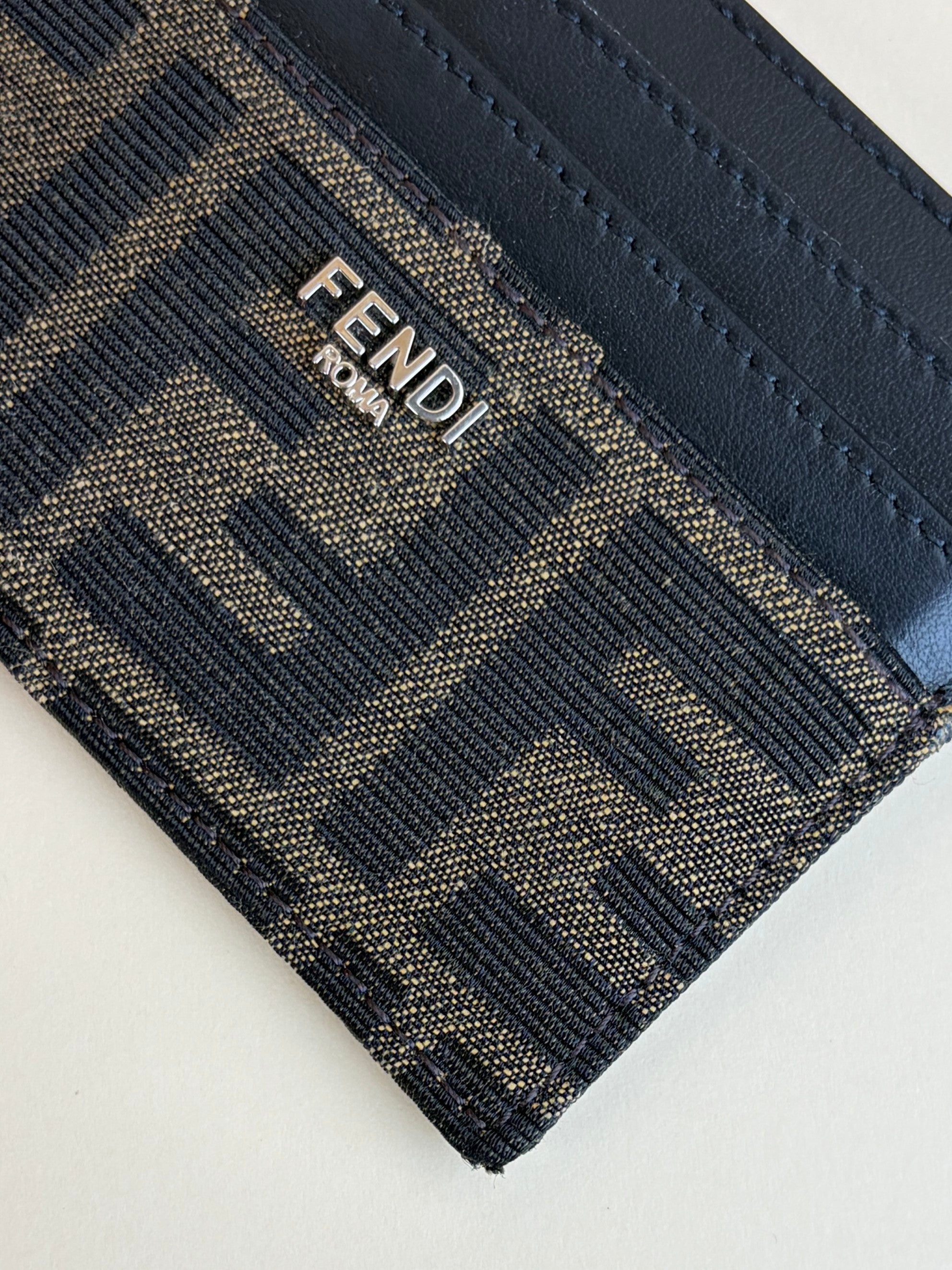 Fendi ff-jacquard leather card holder