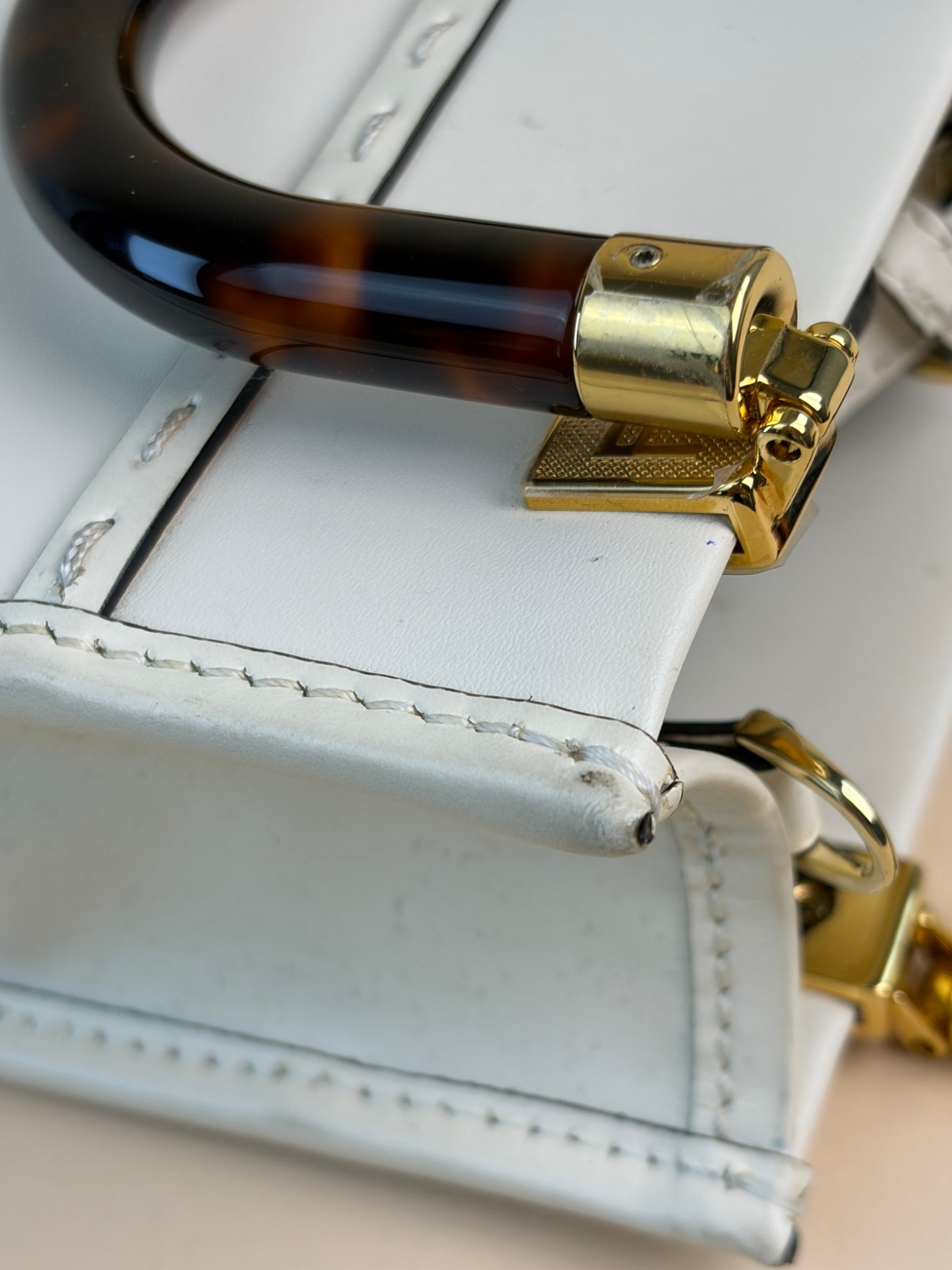 Fendi Cream Mini Sunshine Tote Bag with Strap