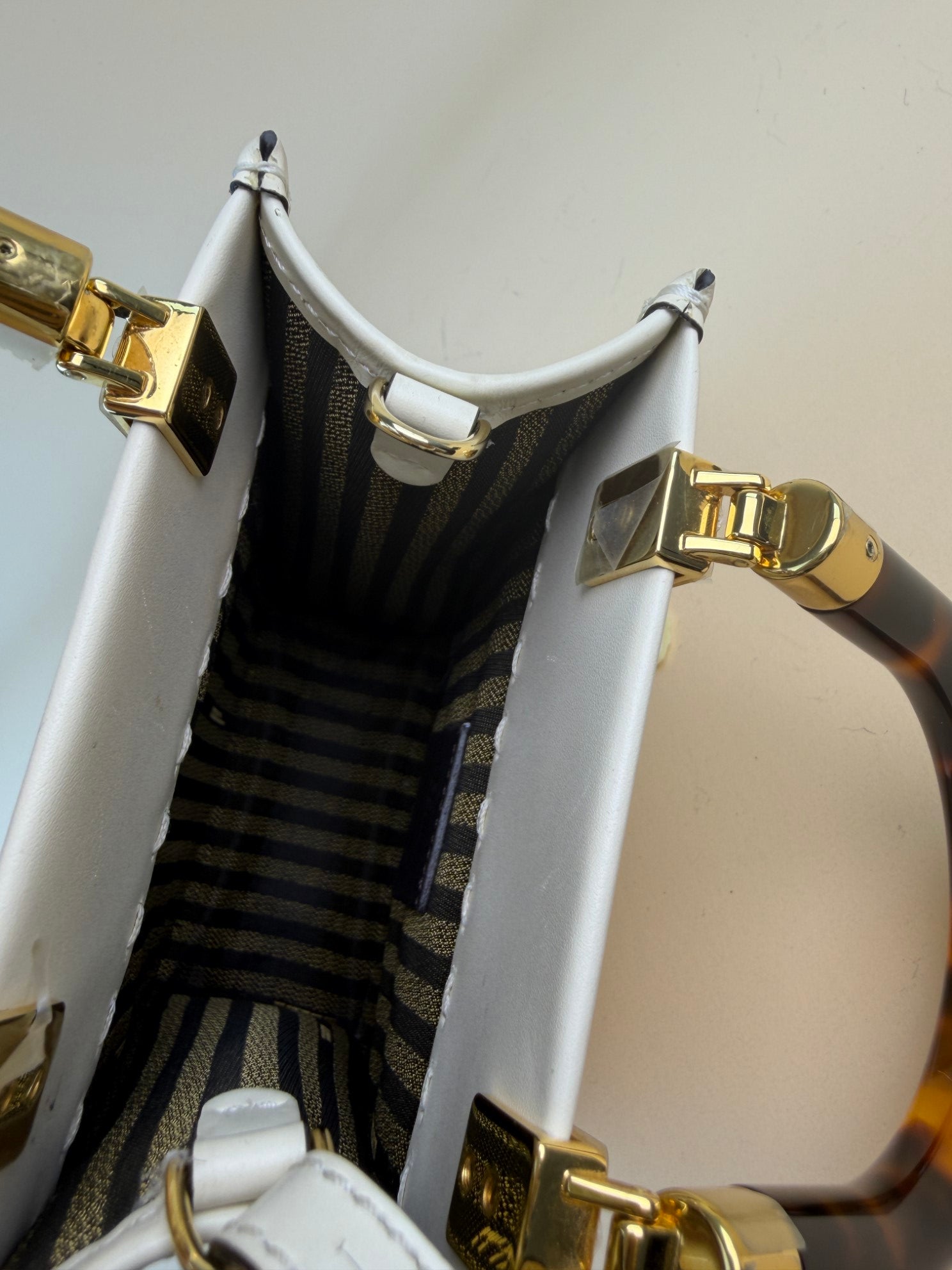 Fendi Cream Mini Sunshine Tote Bag with Strap