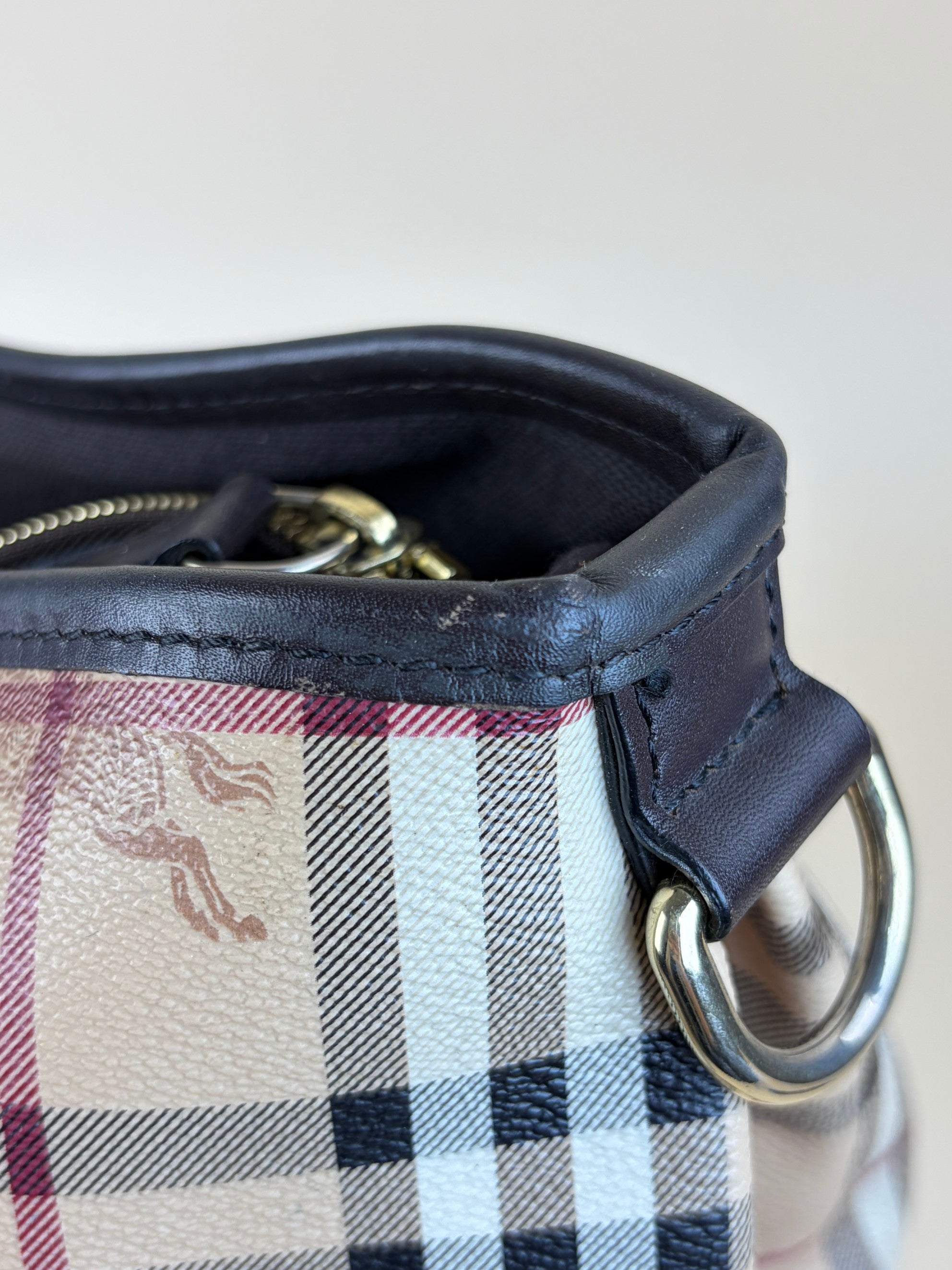 Burberry cocolate Haymarket check large Northfield tote Bag