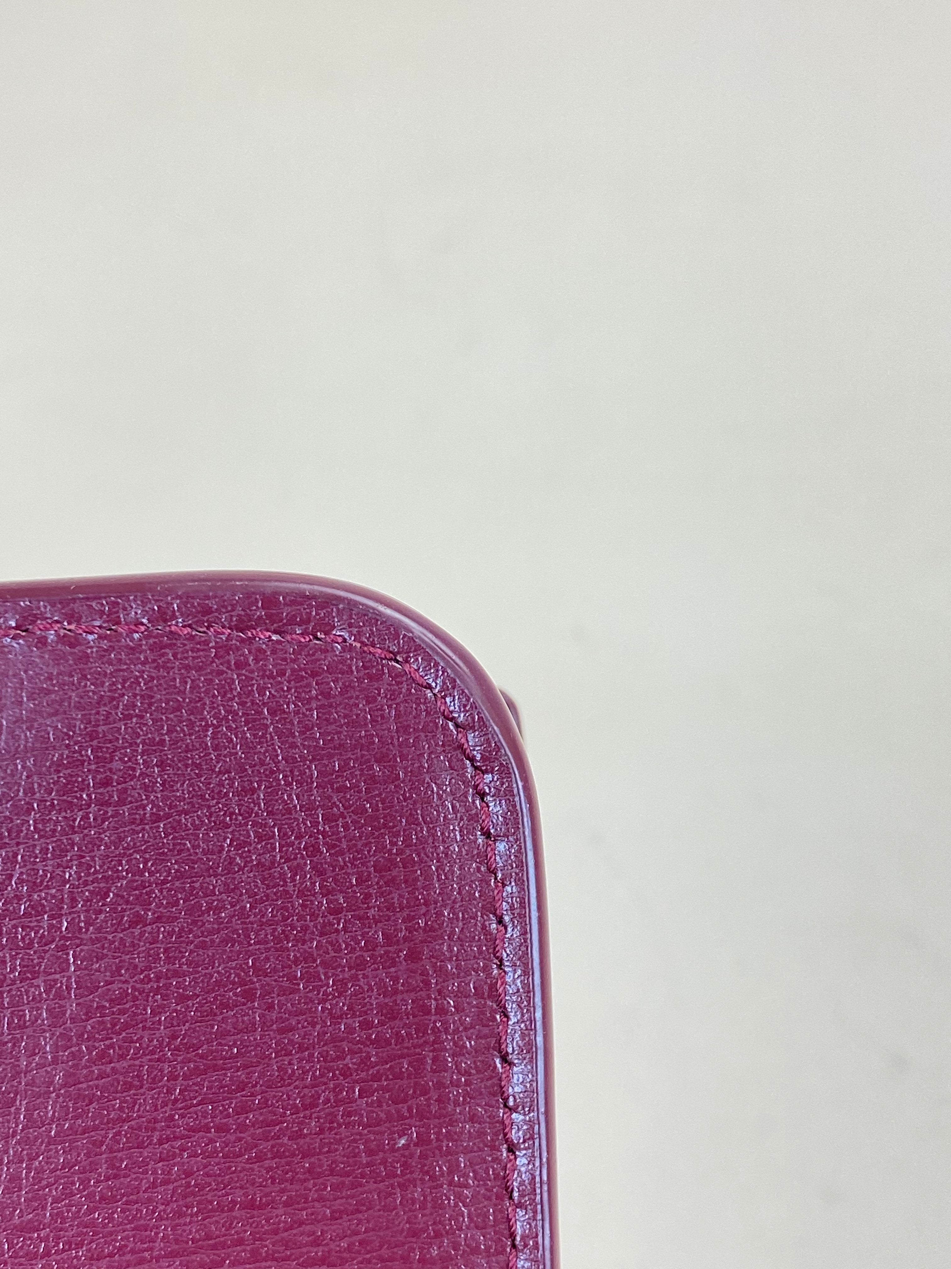 YSL Burgundy Cassandre Phone Holder with Strap