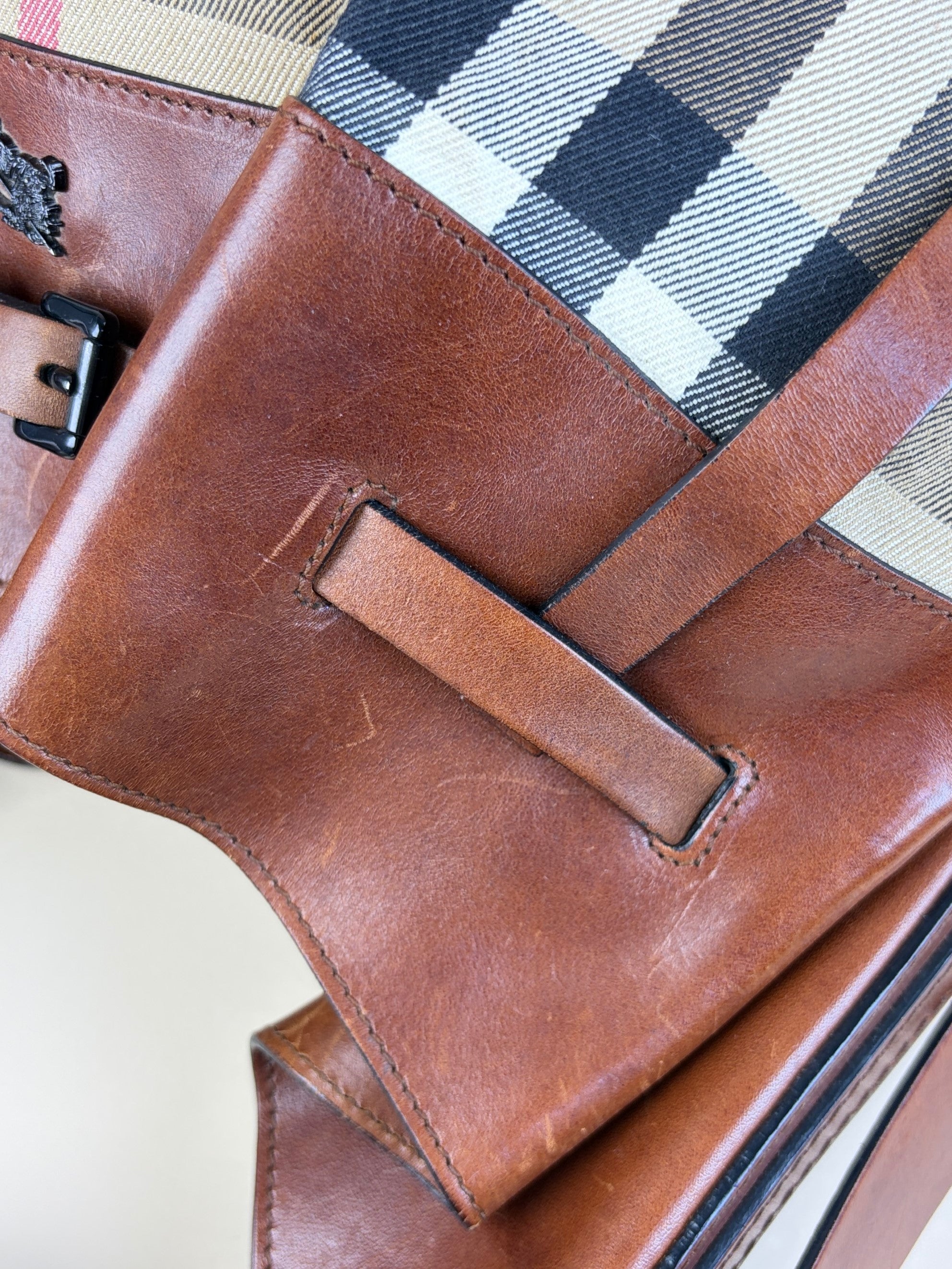 Burberry Brown calfskin bride house check Kenton hobo bag