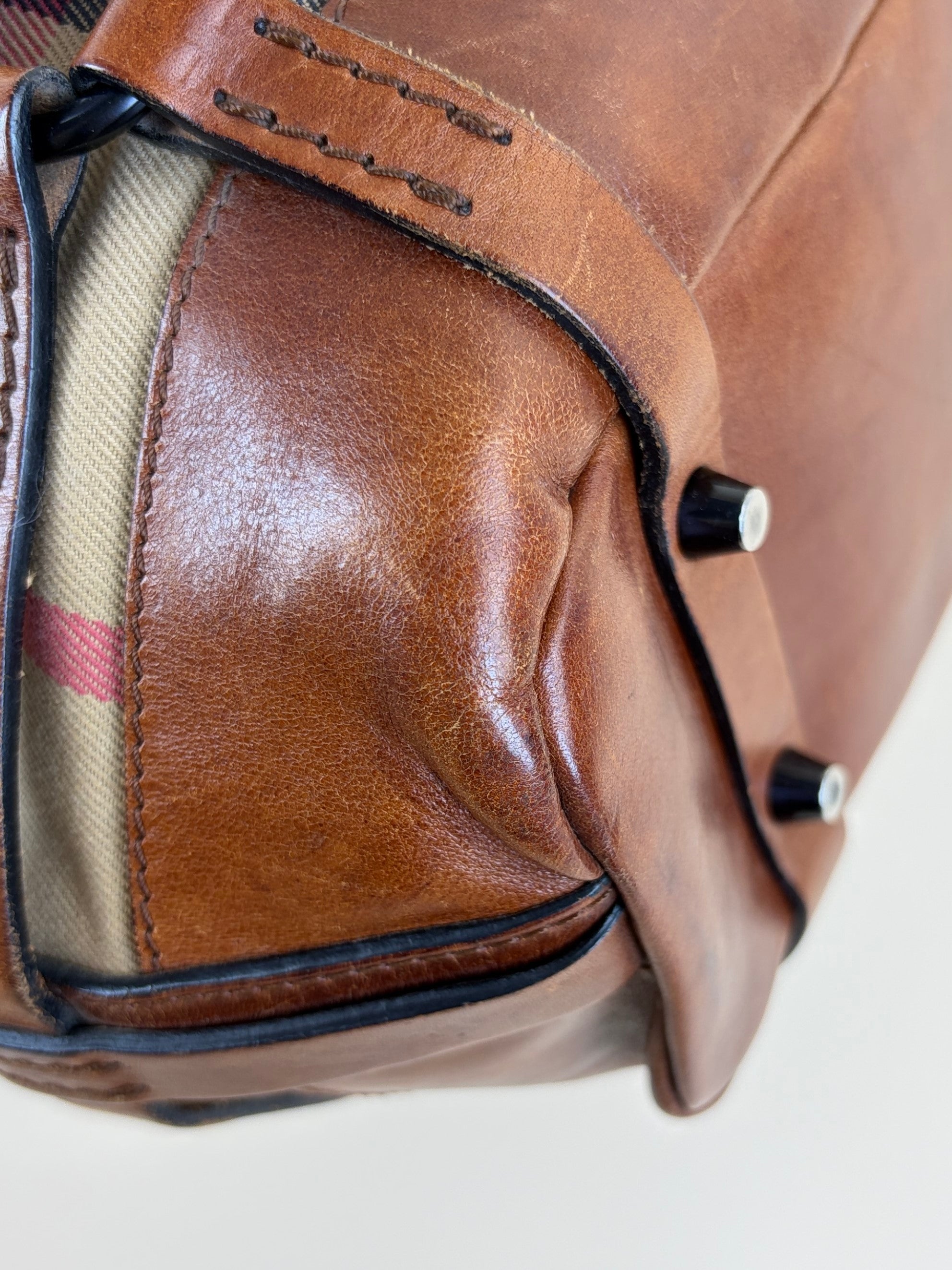 Burberry Brown calfskin bride house check Kenton hobo bag