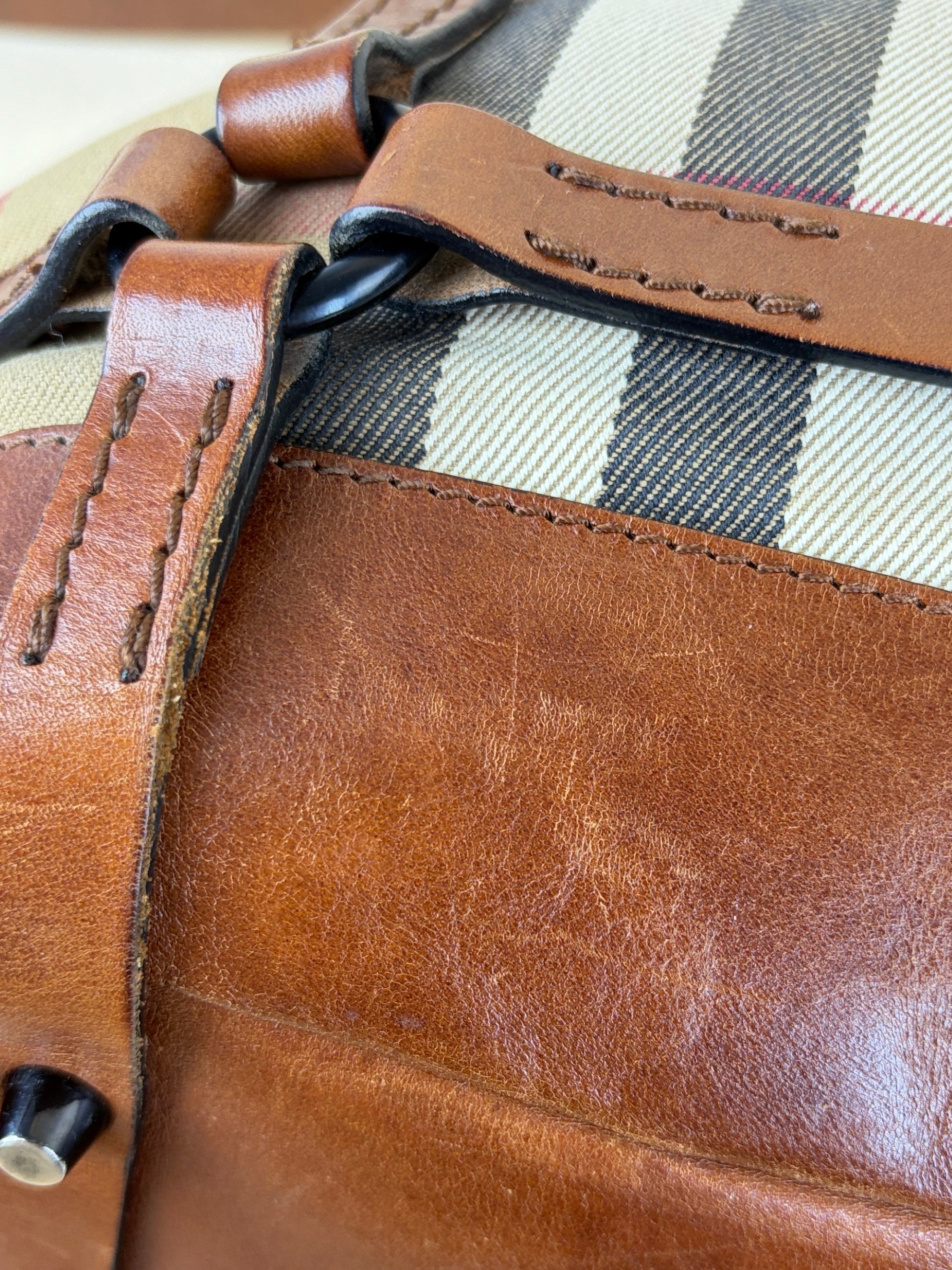 Burberry Brown calfskin bride house check Kenton hobo bag