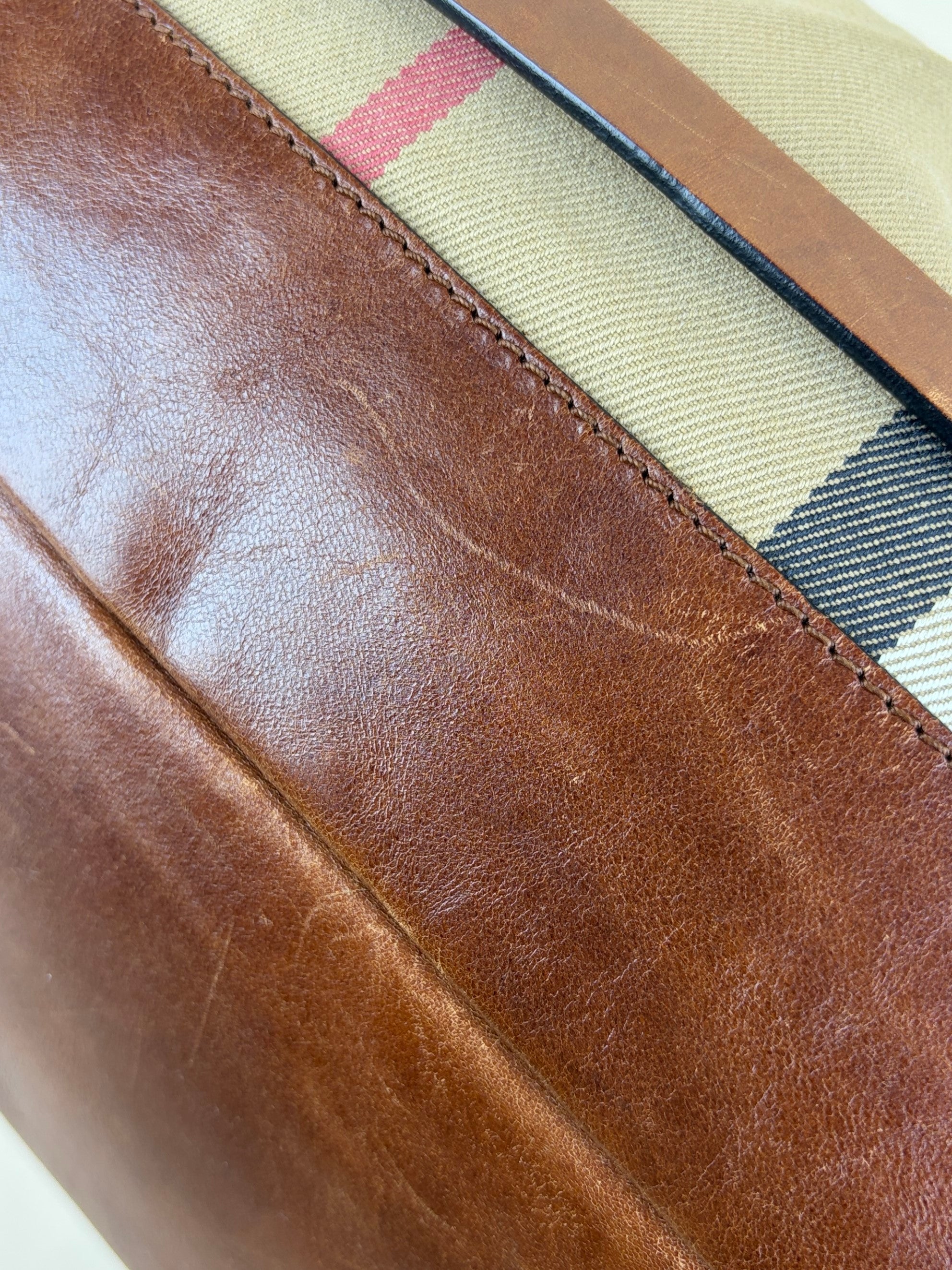 Burberry Brown calfskin bride house check Kenton hobo bag