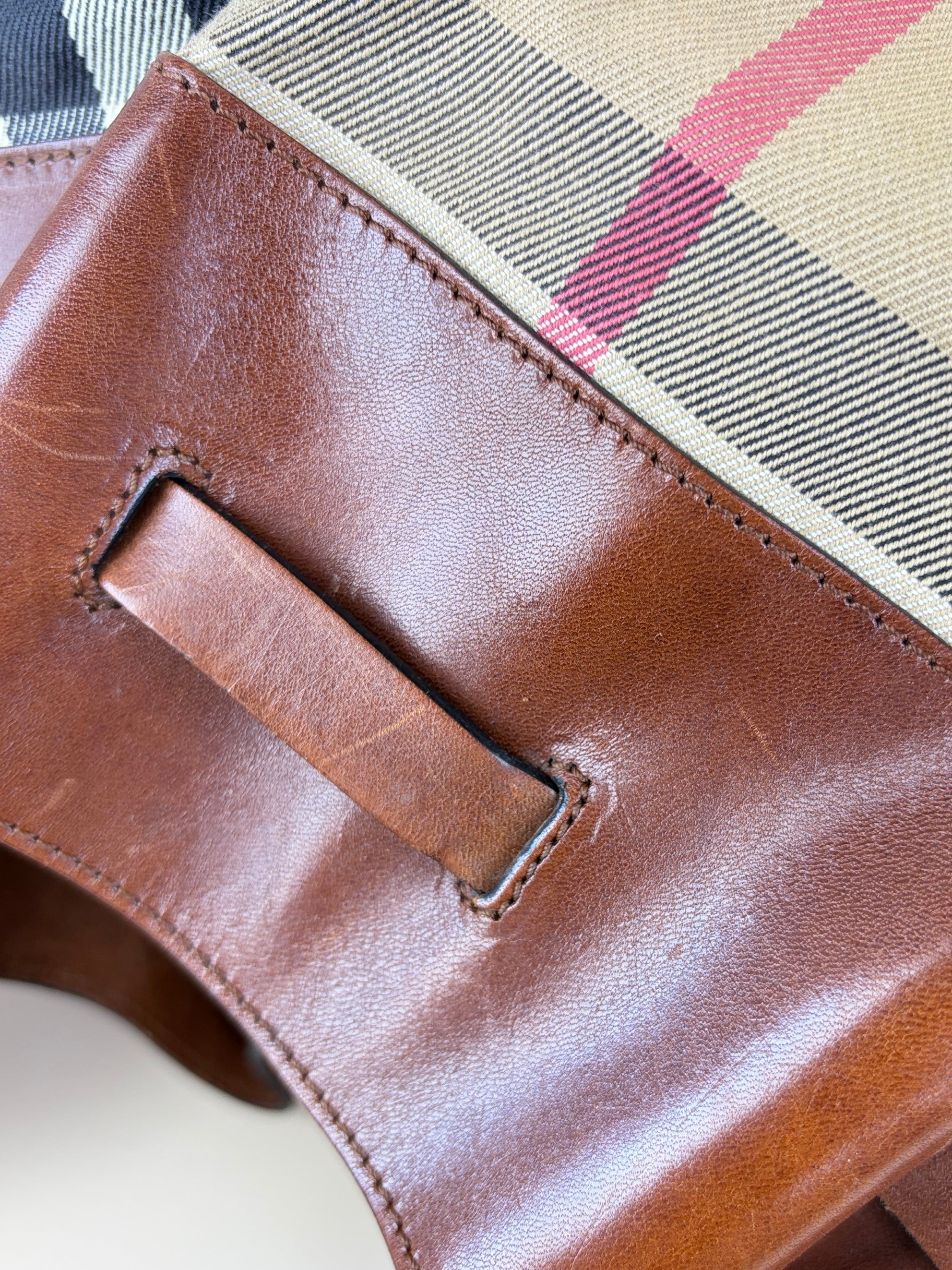 Burberry Brown calfskin bride house check Kenton hobo bag