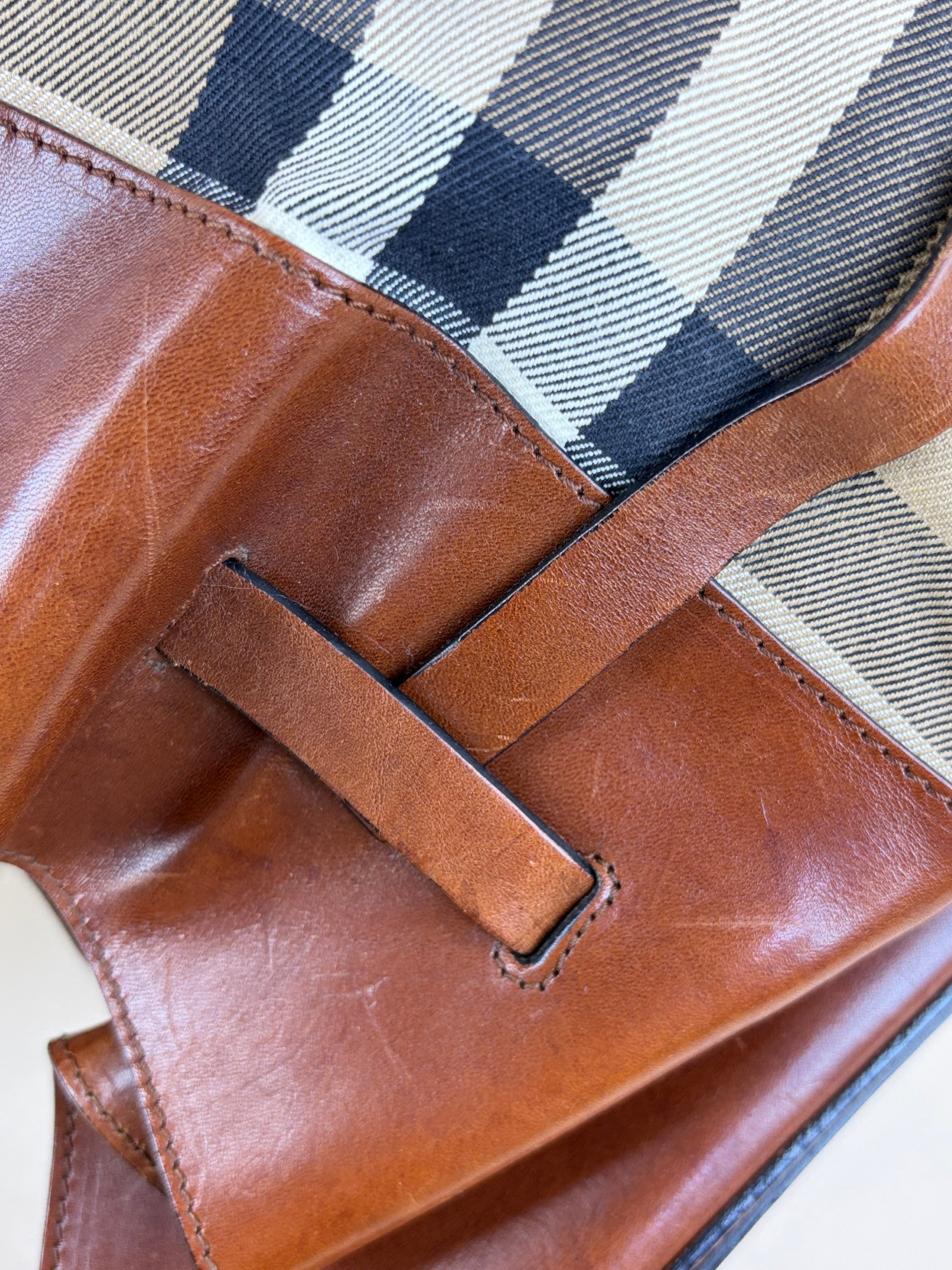 Burberry Brown calfskin bride house check Kenton hobo bag