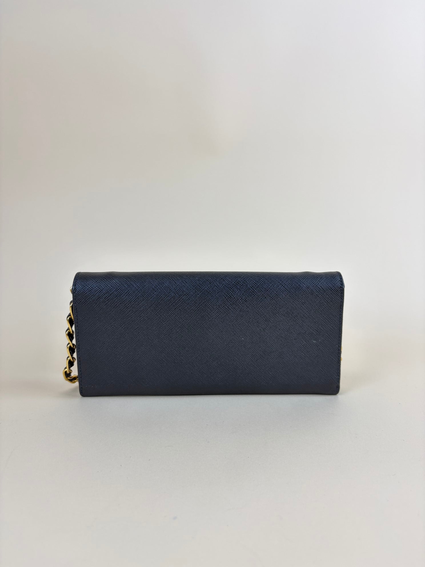 Prada saffanio metal prochain wallet black leather