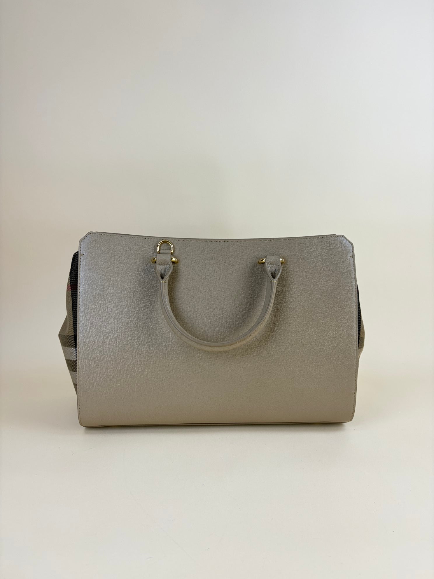 Burberry Banwell medium calfskin mega check house beige tote bag