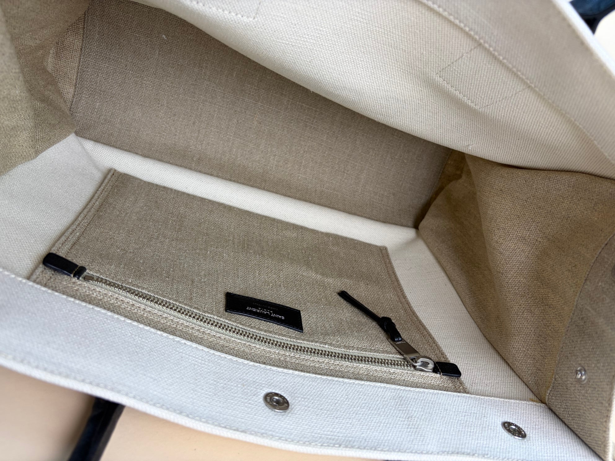 YSL Linen Small Rive Gauche Tote Bag