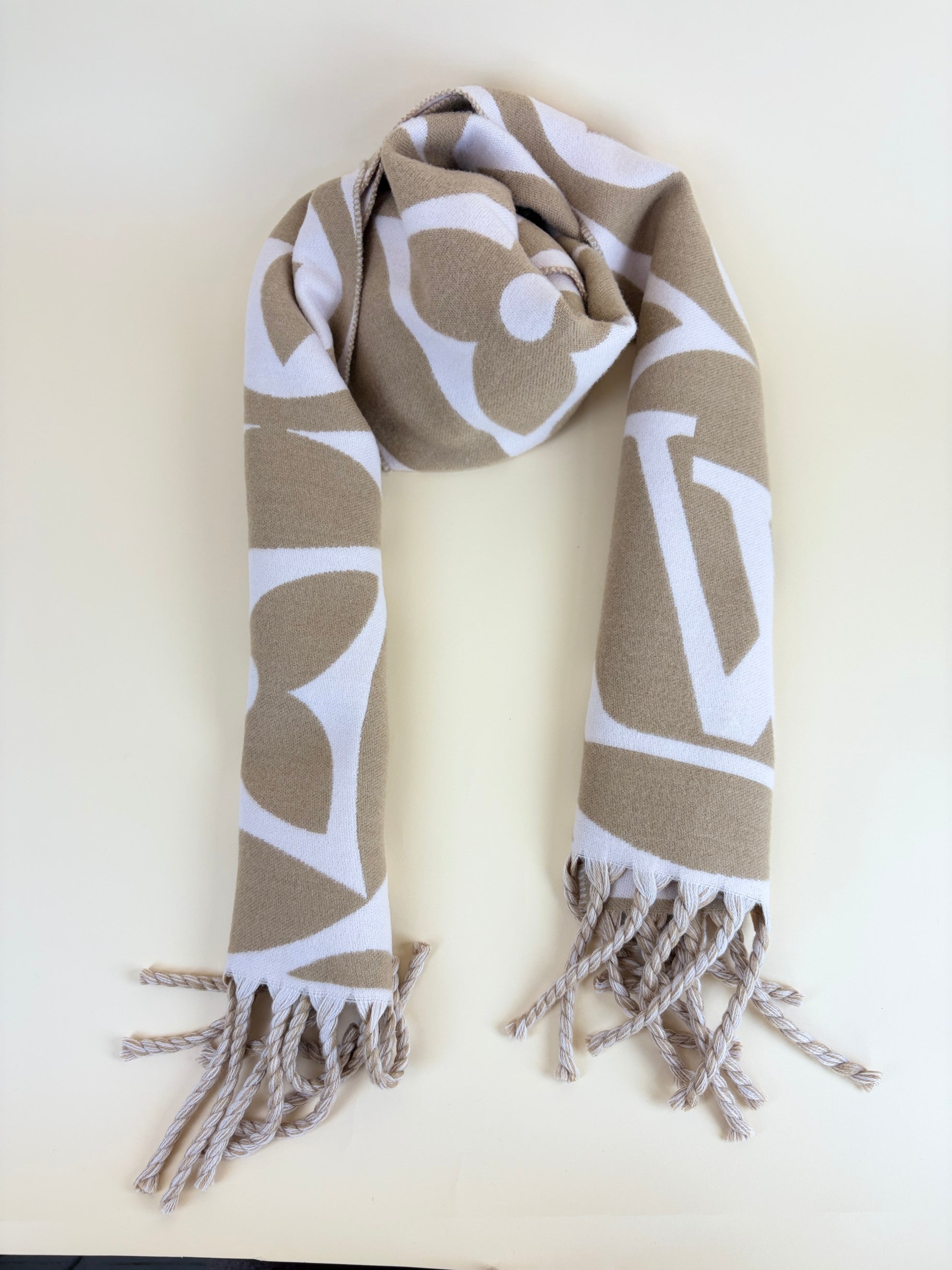 Louis Vuitton Rose Beige LV Medallion Wool Scarf