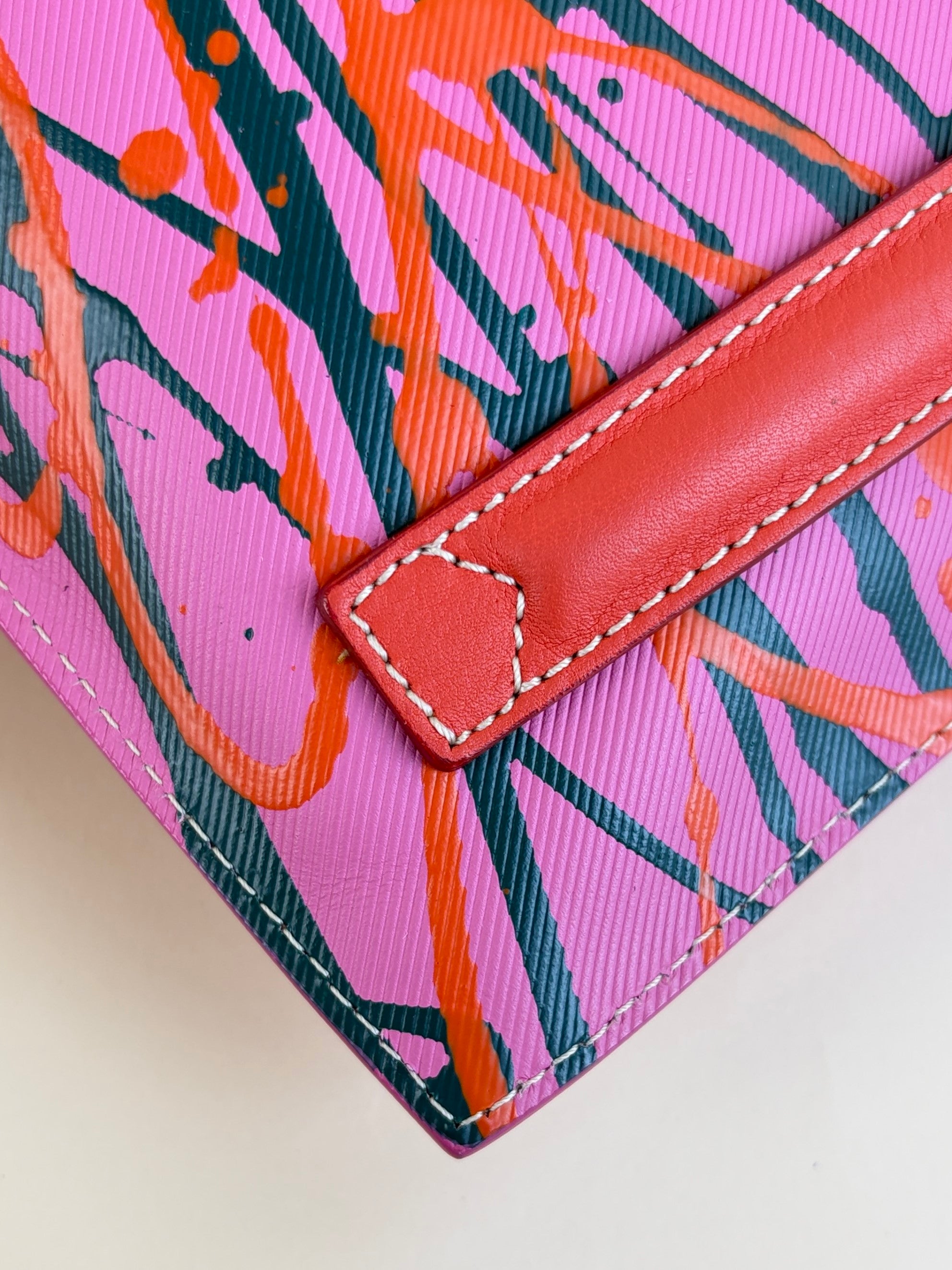Burberry pink painted prainted splatter Leather cosmetic pouch