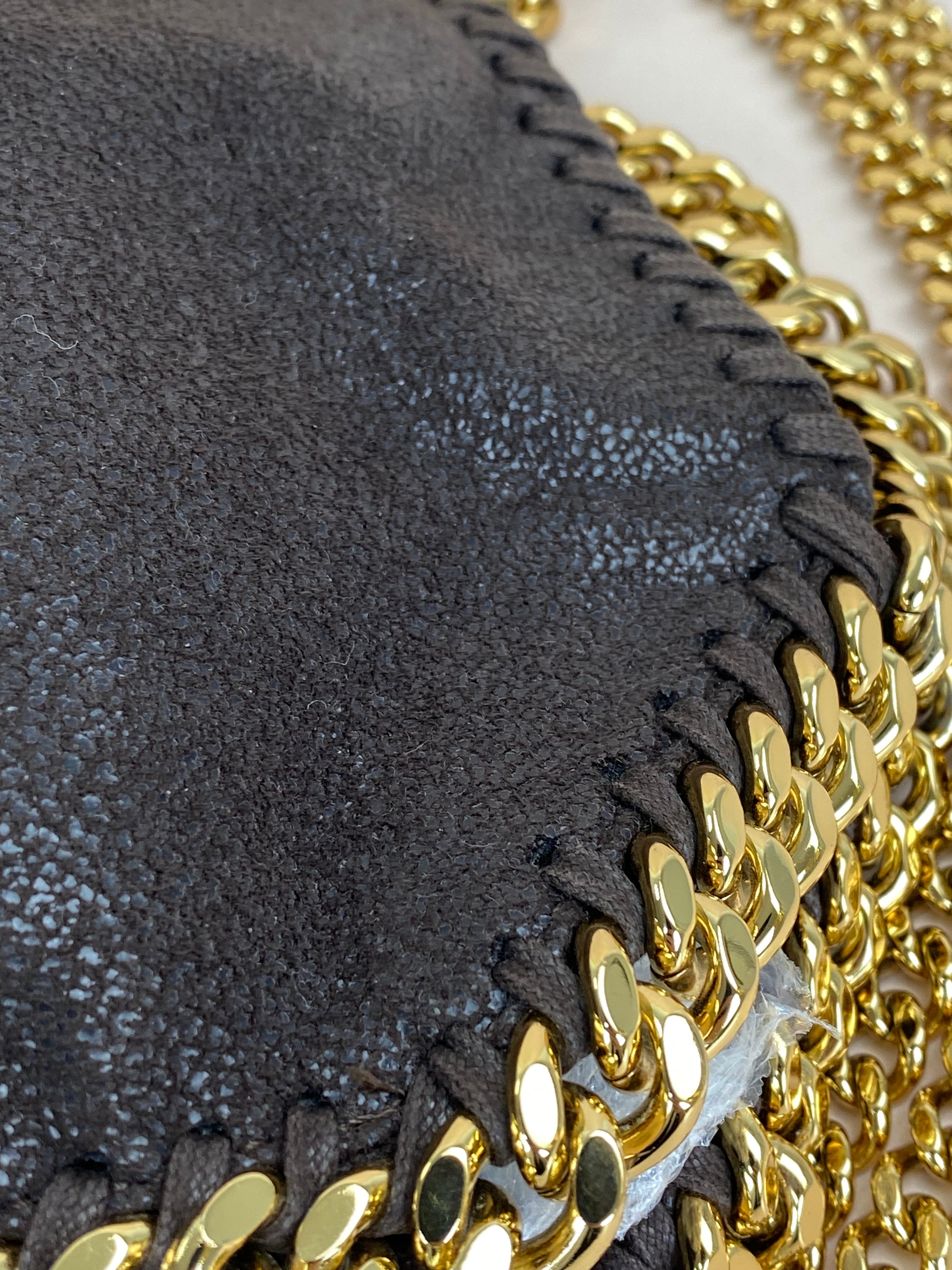 Stella Mccartney Dark Brown Falabella Mini Tote Bag with Chain