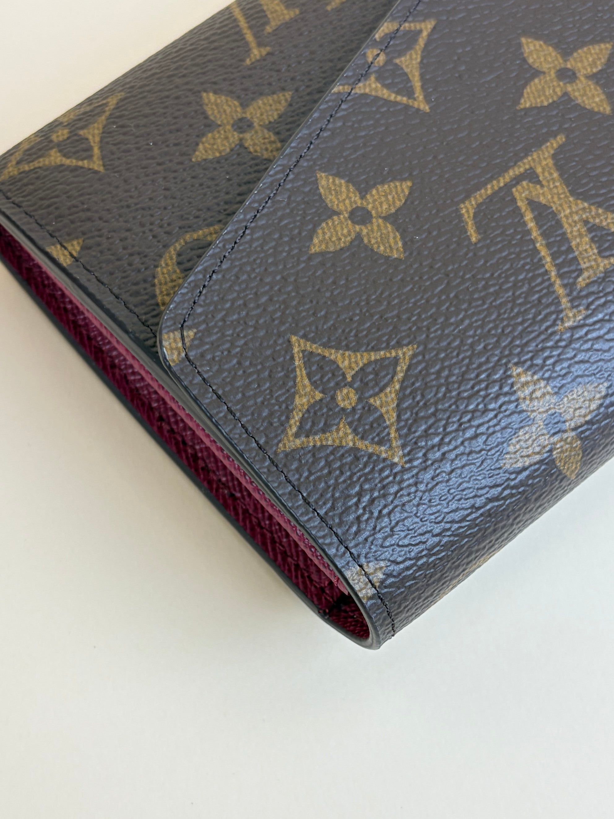Louis Vuitton fuchsia calfskin and Monogram canvas Sarah