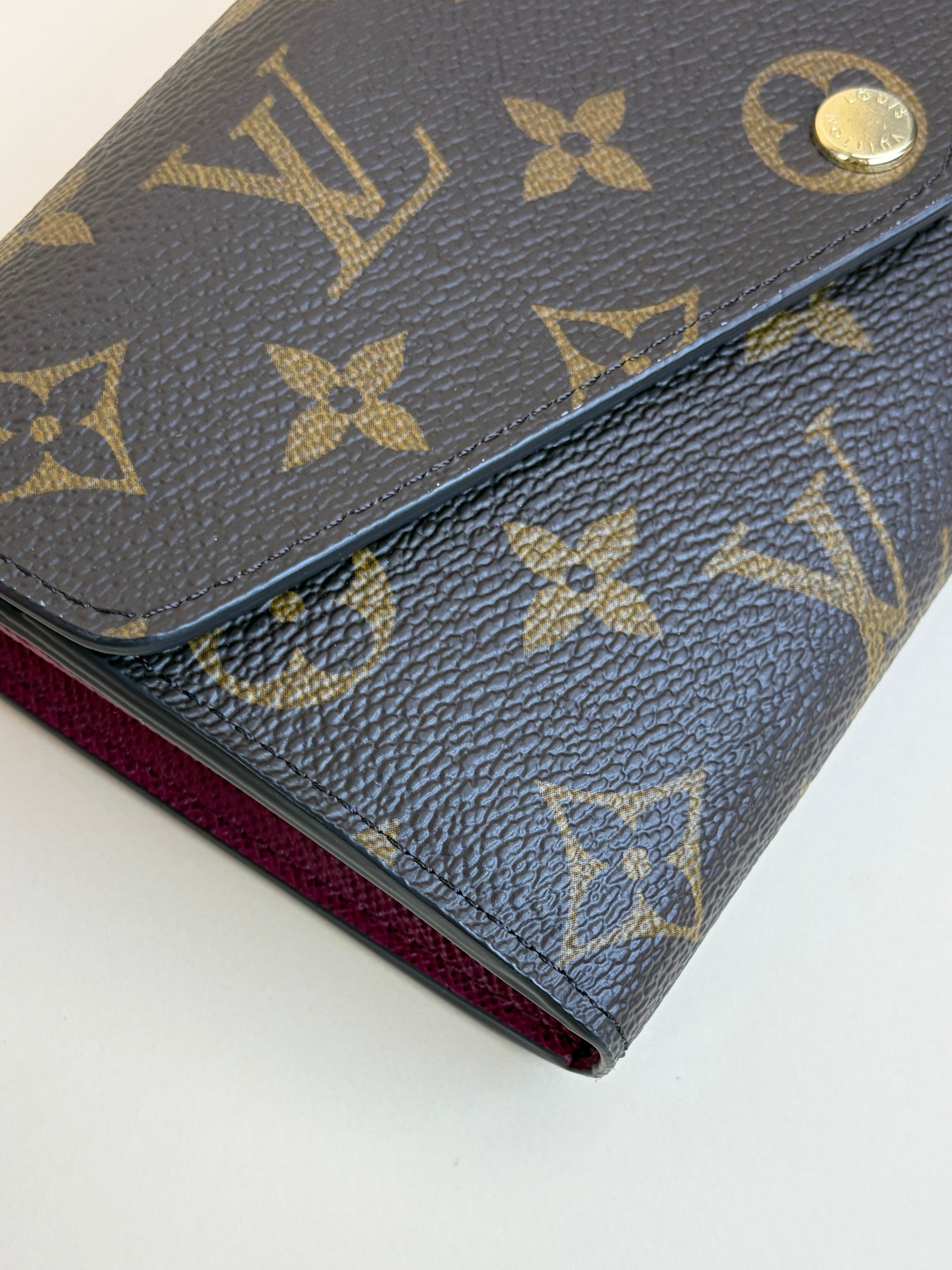 Louis Vuitton fuchsia calfskin and Monogram canvas Sarah