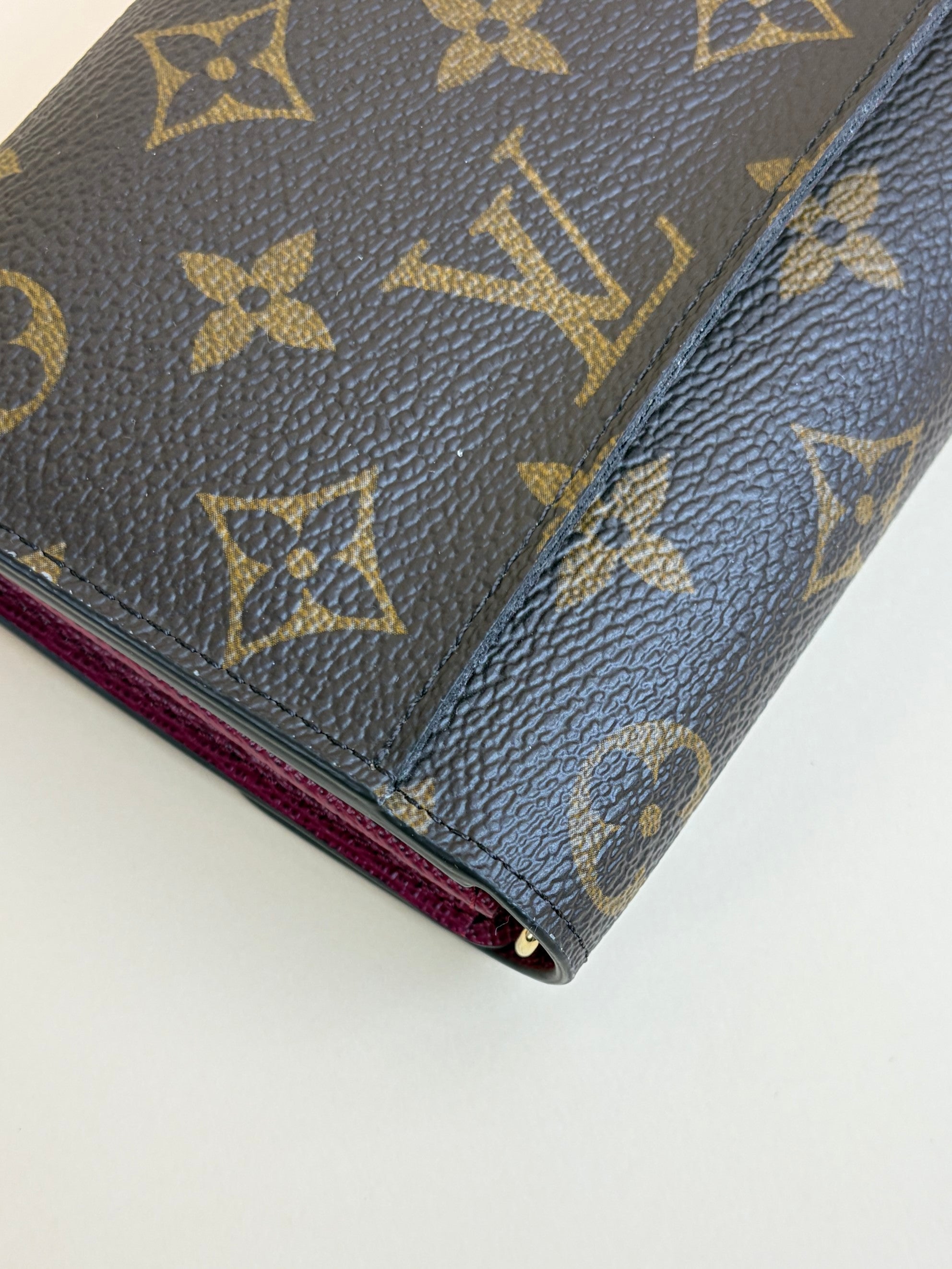 Louis Vuitton fuchsia calfskin and Monogram canvas Sarah
