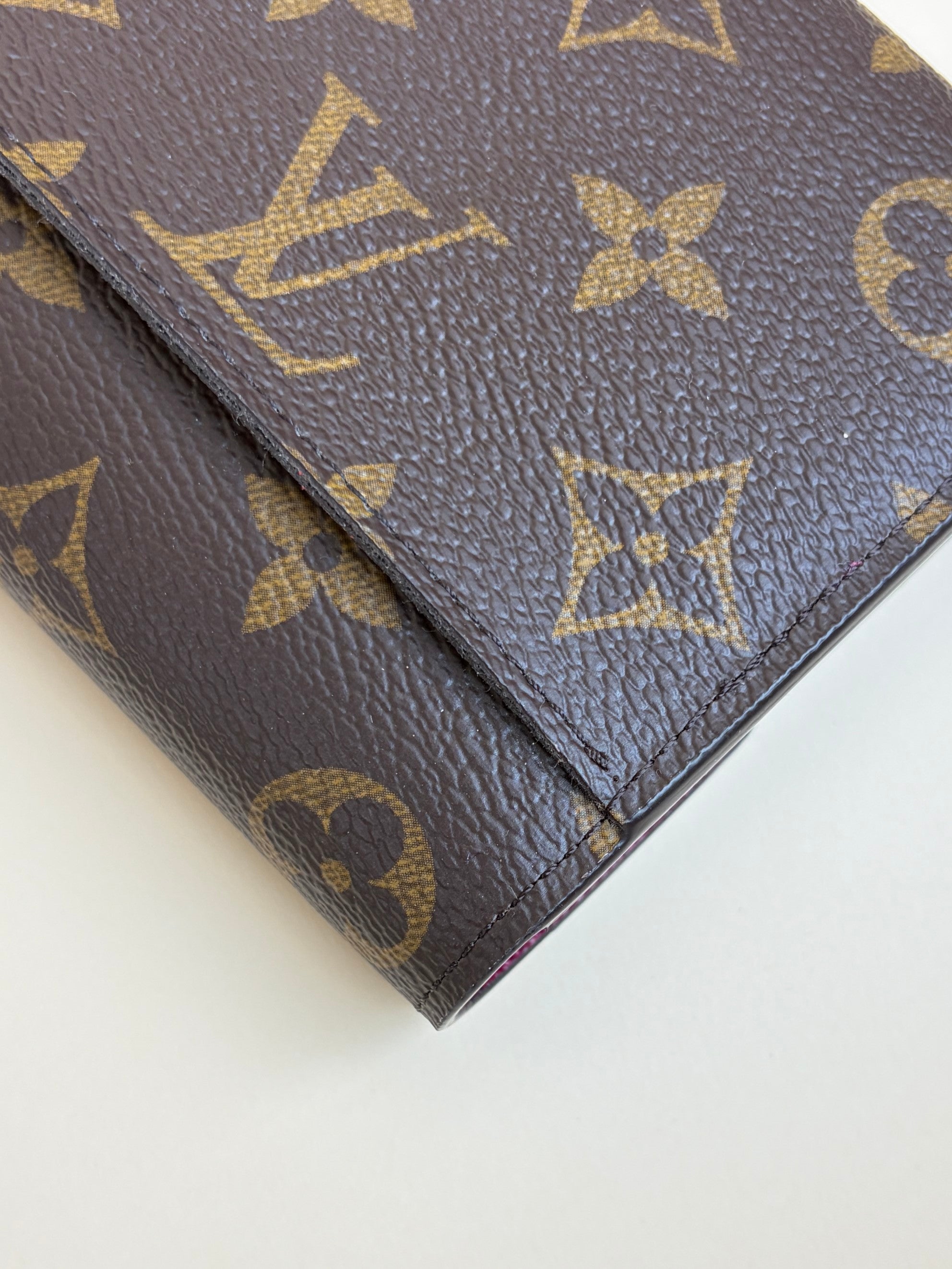 Louis Vuitton fuchsia calfskin and Monogram canvas Sarah