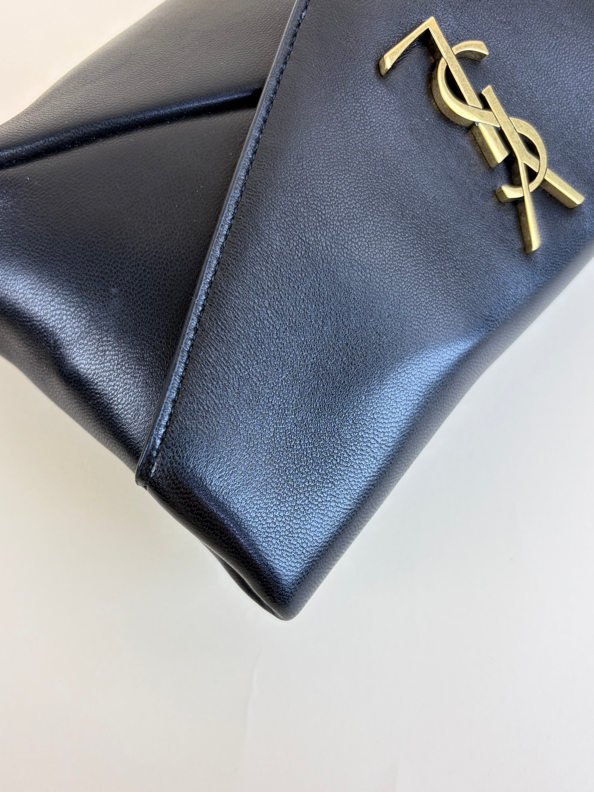 ysl black lambskin Cassandre small envelope pouch
