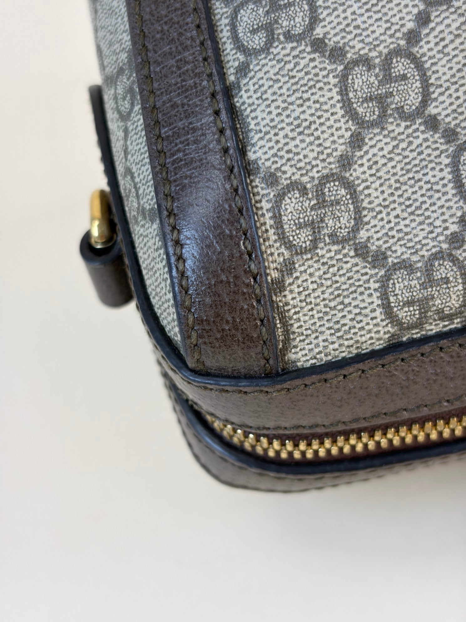 Gucci Bicolor GG Supreme Monogram Web Medium Ophidia Boston Bag