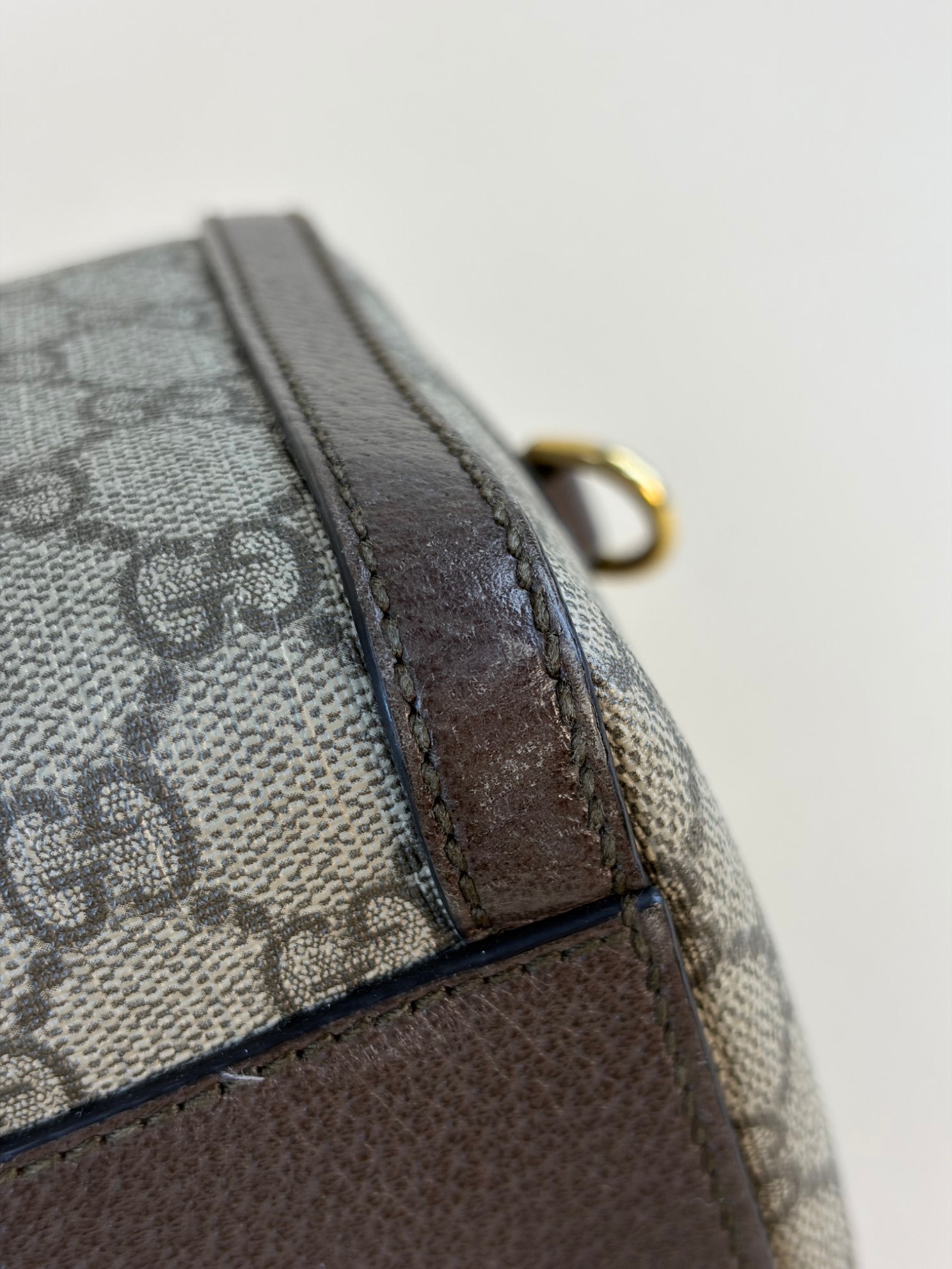 Gucci Bicolor GG Supreme Monogram Web Medium Ophidia Boston Bag