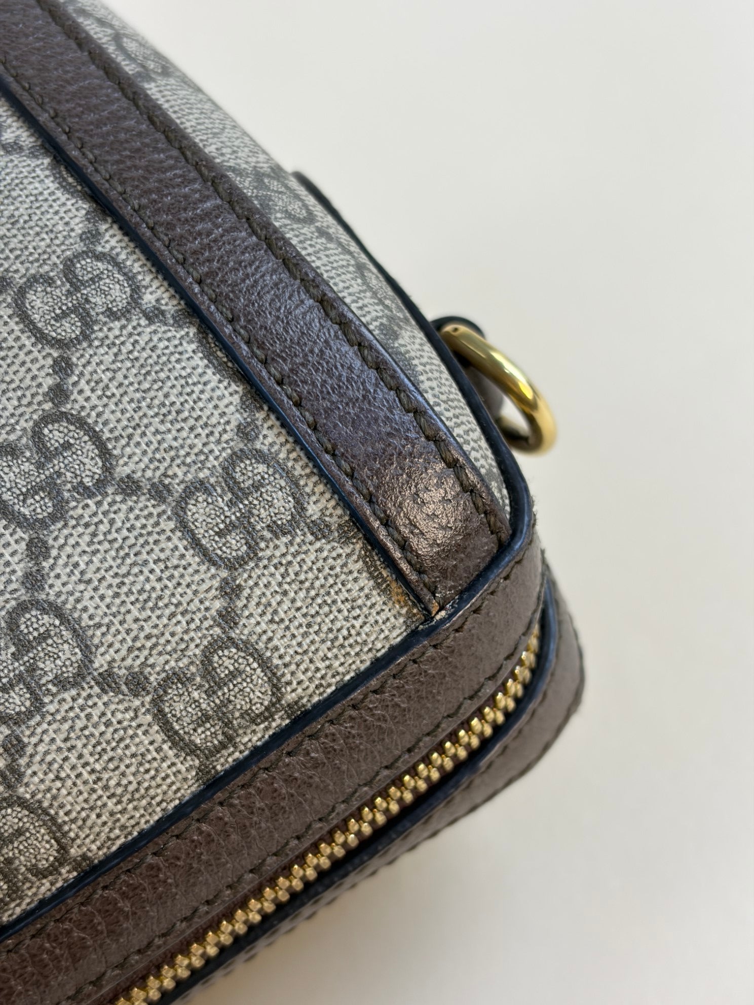 Gucci Bicolor GG Supreme Monogram Web Medium Ophidia Boston Bag