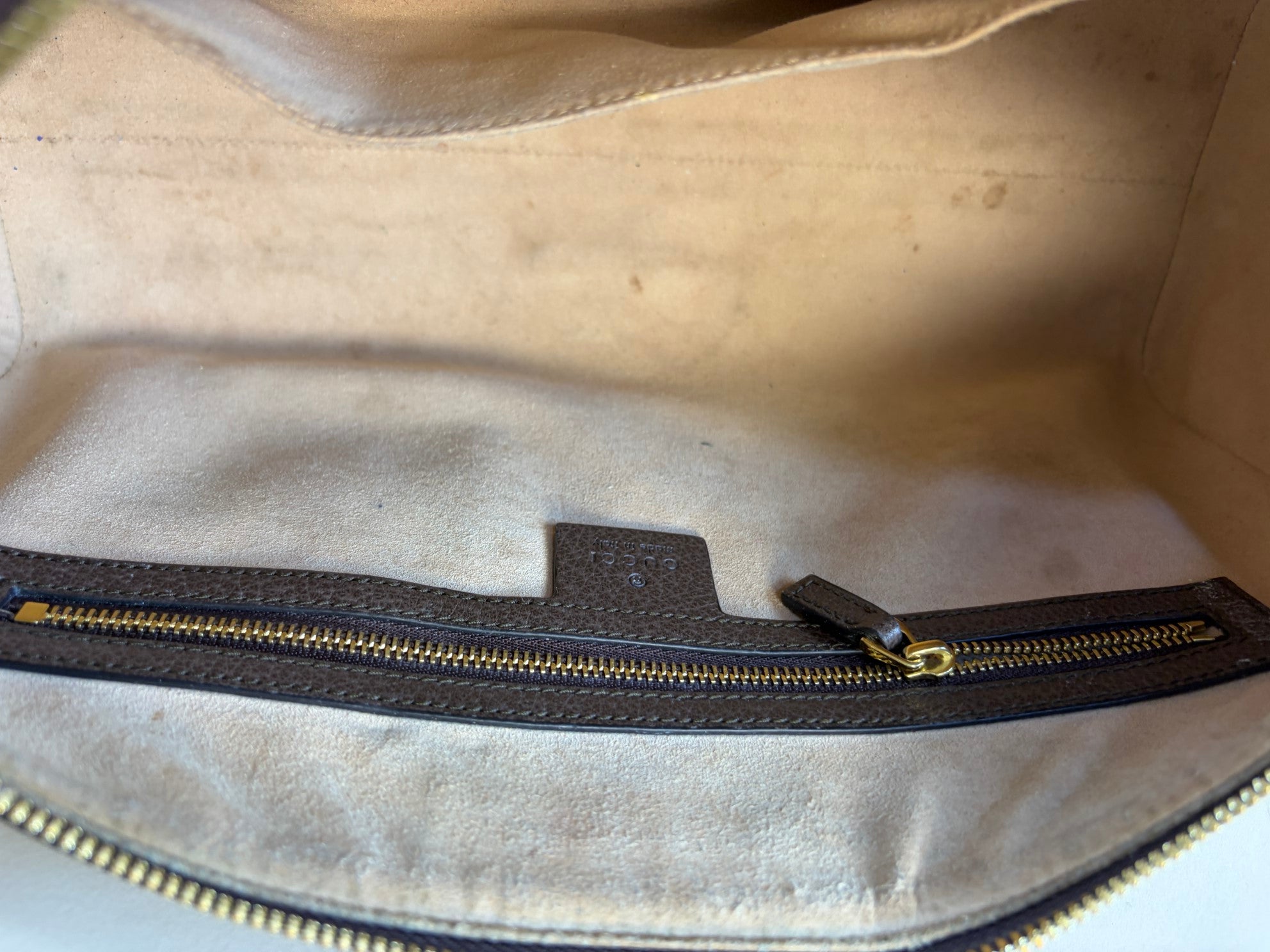 Gucci Bicolor GG Supreme Monogram Web Medium Ophidia Boston Bag