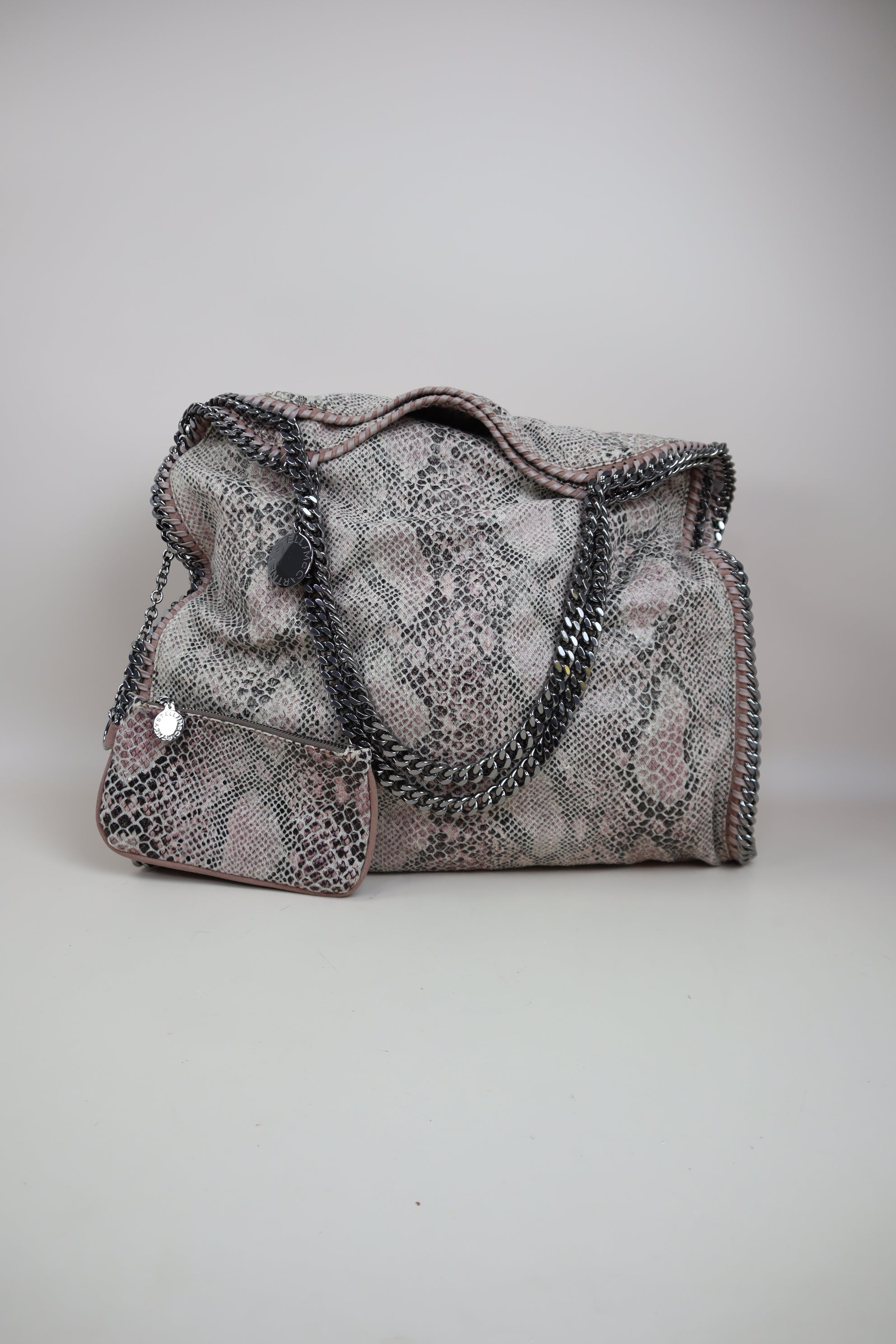 Stella Mccartney Grey Python Large Falabella Bag with Pouch