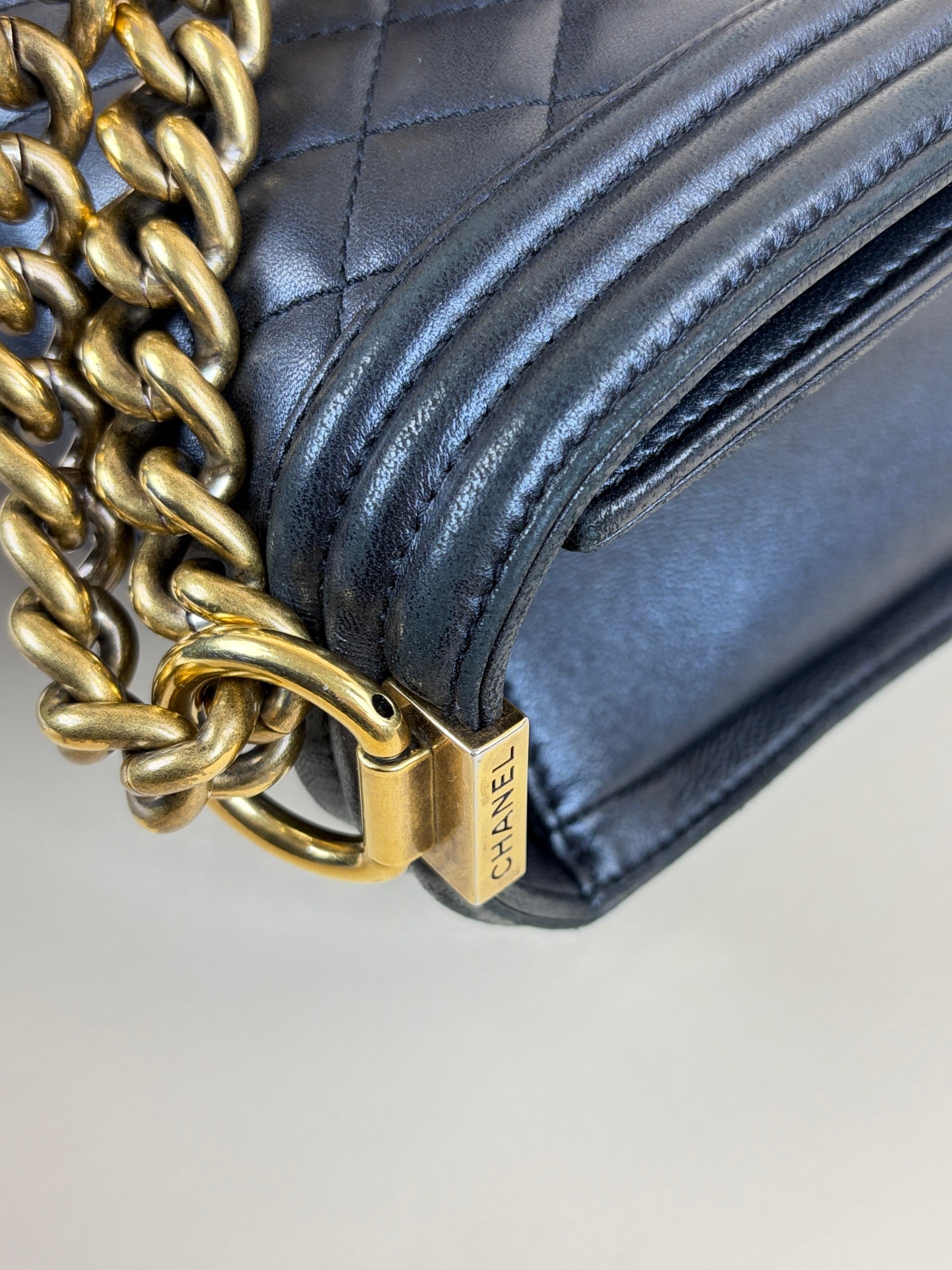 Chanel Black Classic Quilted New Medium Boy Flap Bag