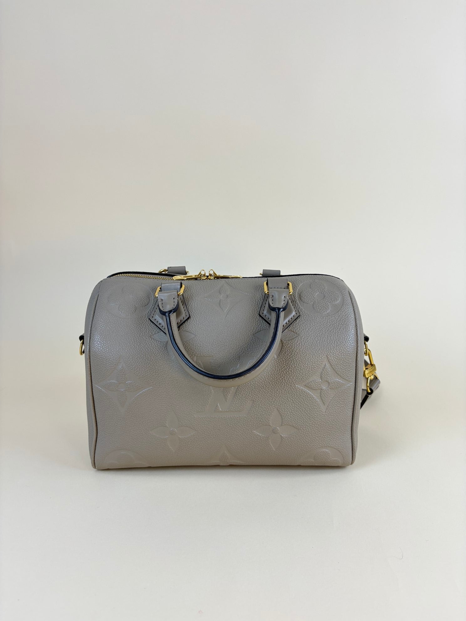 Louis Vuitton Turtledove Monogram Empreinte Speedy Bandouliere 25 Handle Bag