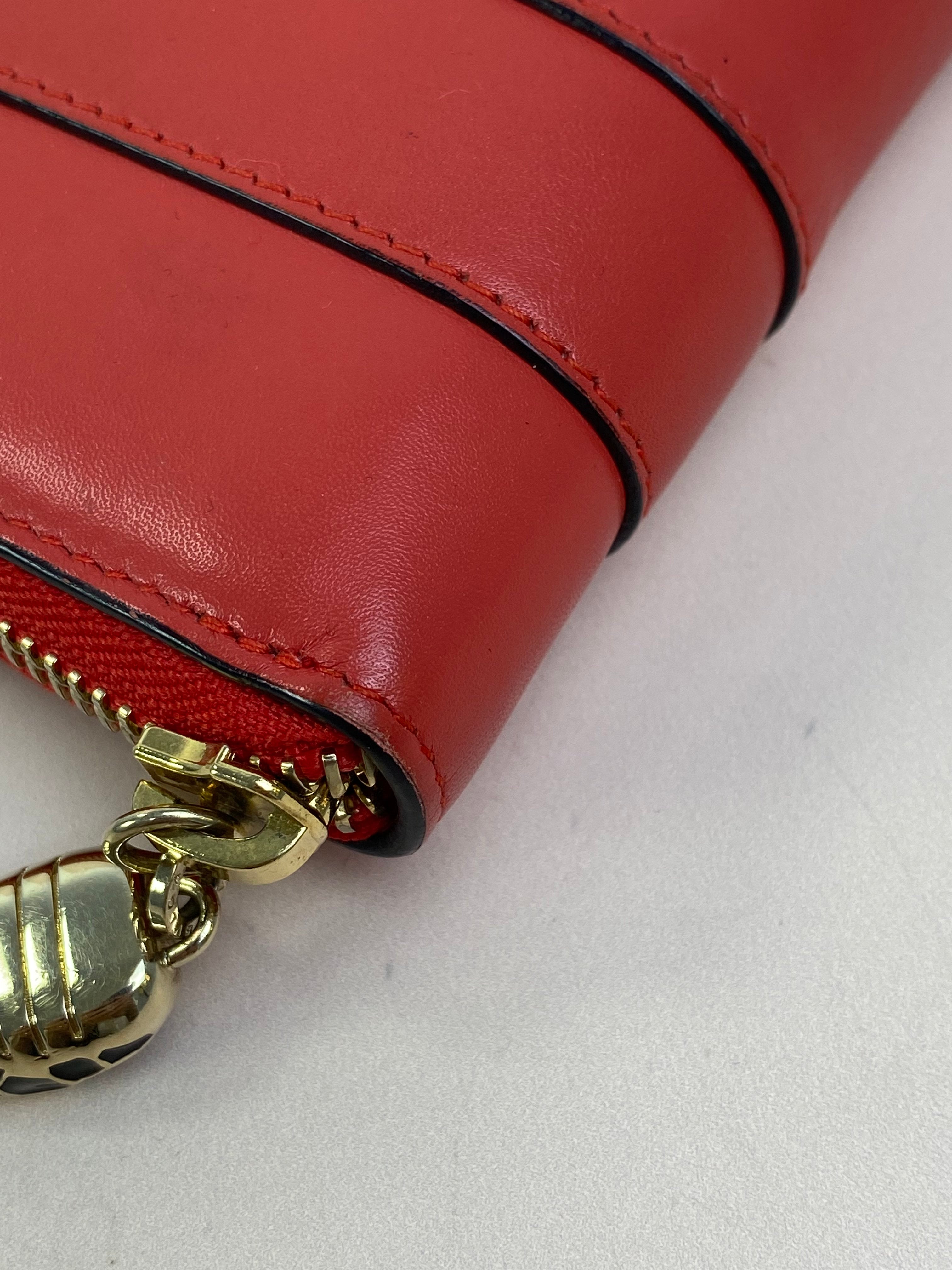 Bvlgari Red Serpenti Round Zip Long Wallet